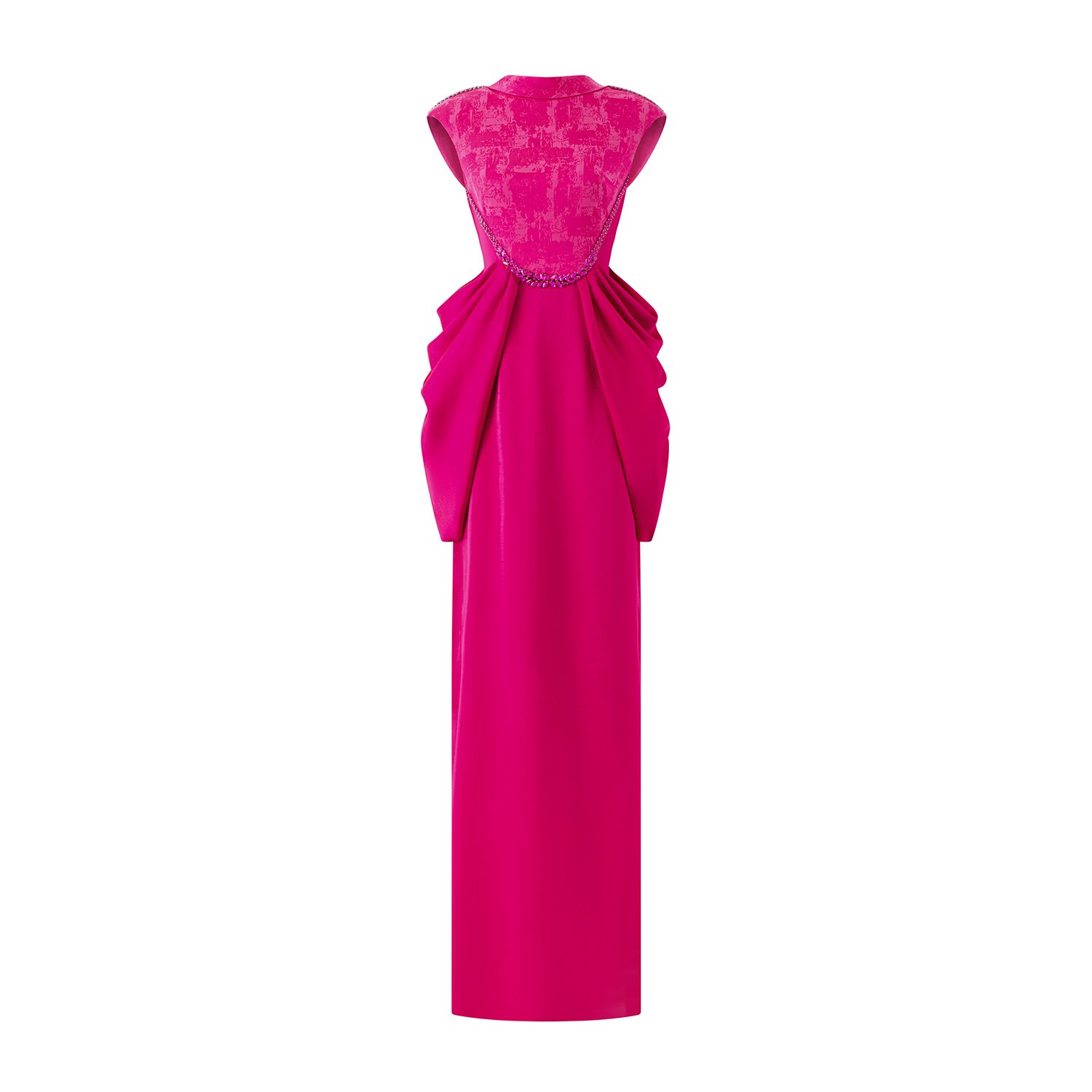 Women’s Pink / Purple Fuschia De-Constructed Collar With Draped Waist Detail Dress XXL I. h.f Atelier