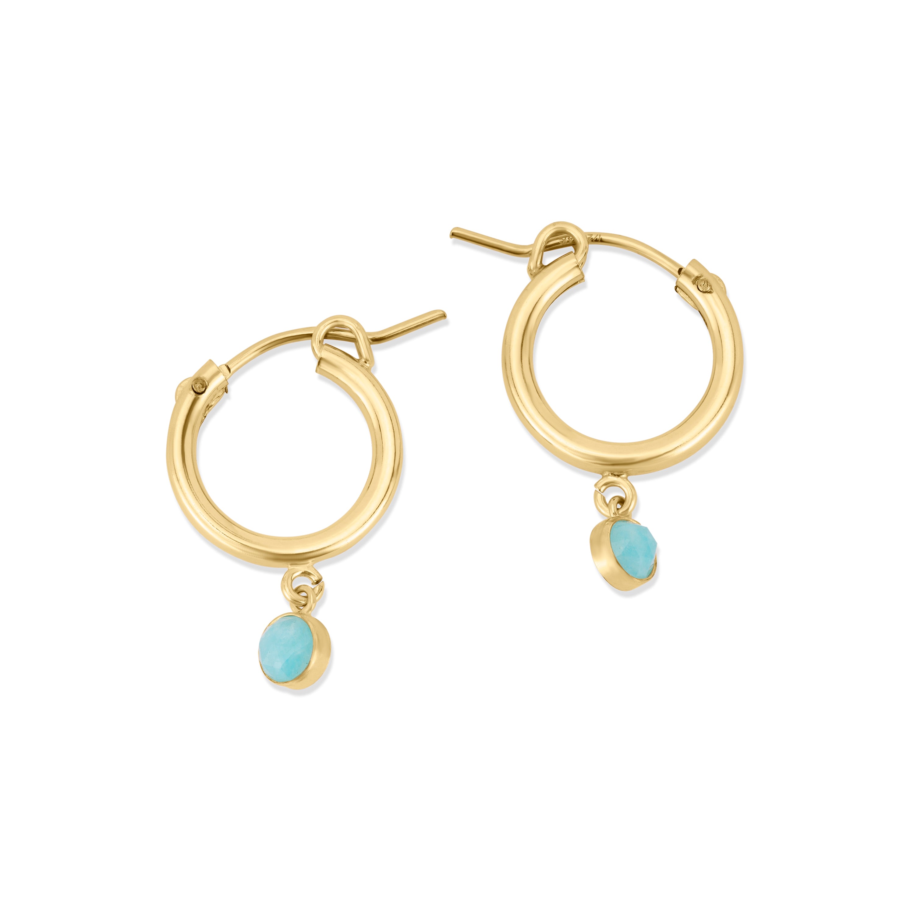 Women’s Gold / Blue Gold Mini Amazonite Hoop Earrings Ella Woodhouse