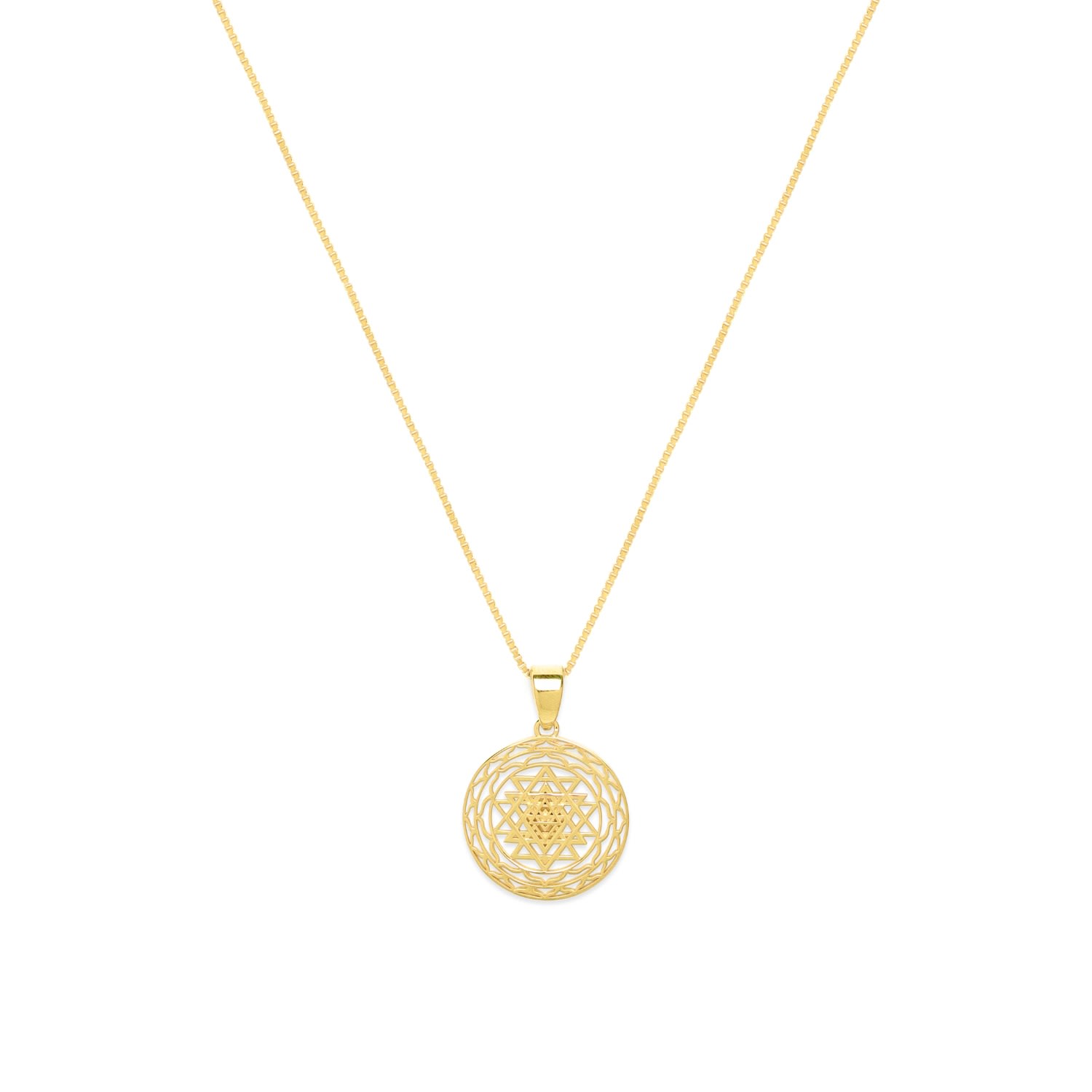 Women’s Sri Yantra Supreme Manifestor Necklace, Gold Over Sterling Silver Seven Saints