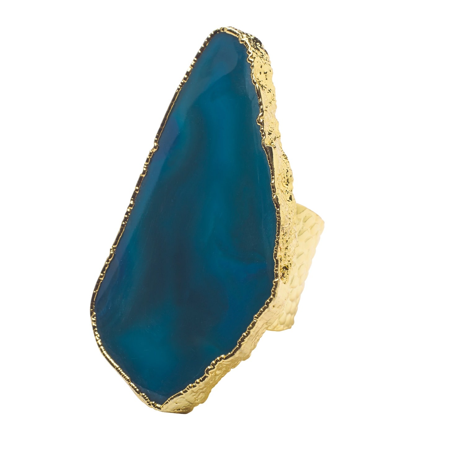 Yaa Yaa London Women's Blue / Gold Ultra Mega Ocean Blue Gemstone Adjustable Ring