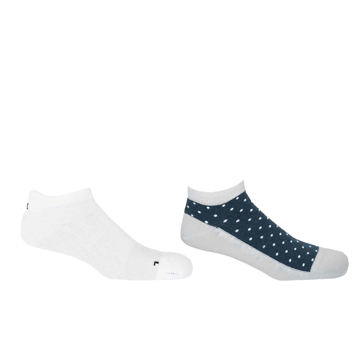 Peper Harow - Made In England Organic White & Polka White Men's Trainer Socks Bundle In White