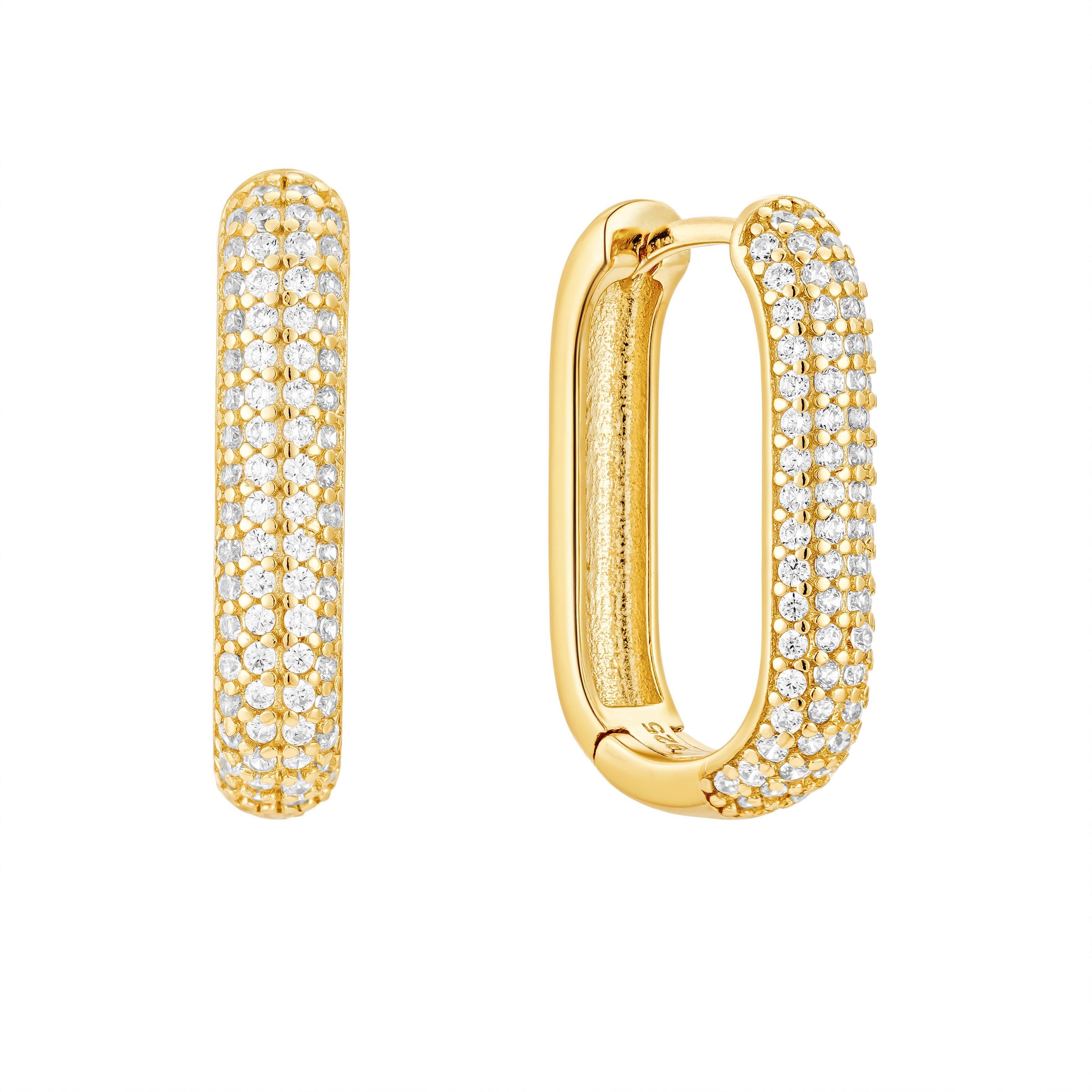 Nazzar Women's Bold Pave Gold U Hoop Earrings