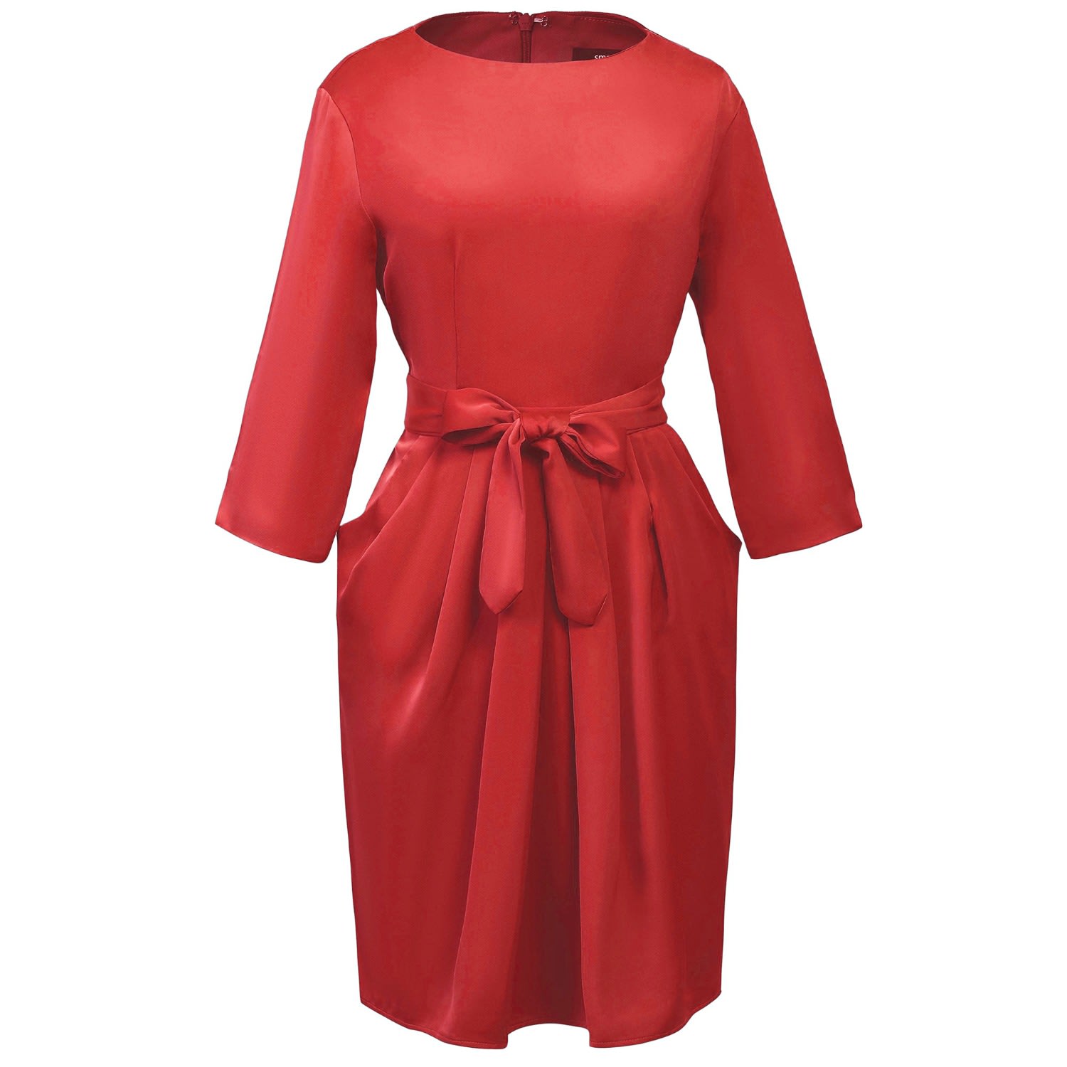 Smart And Joy Women's Pegged Dress With Pleats - Red In Red