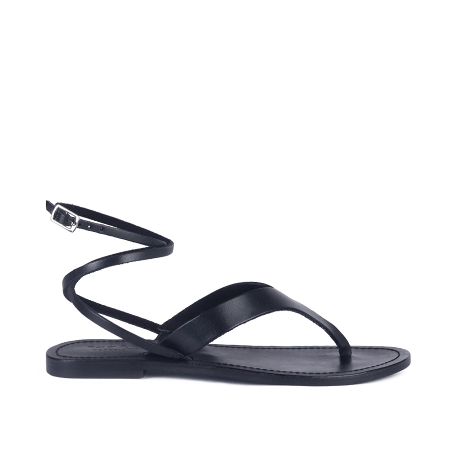Rag & Co Wrapup Tie Around Black Flat Sandals In Black