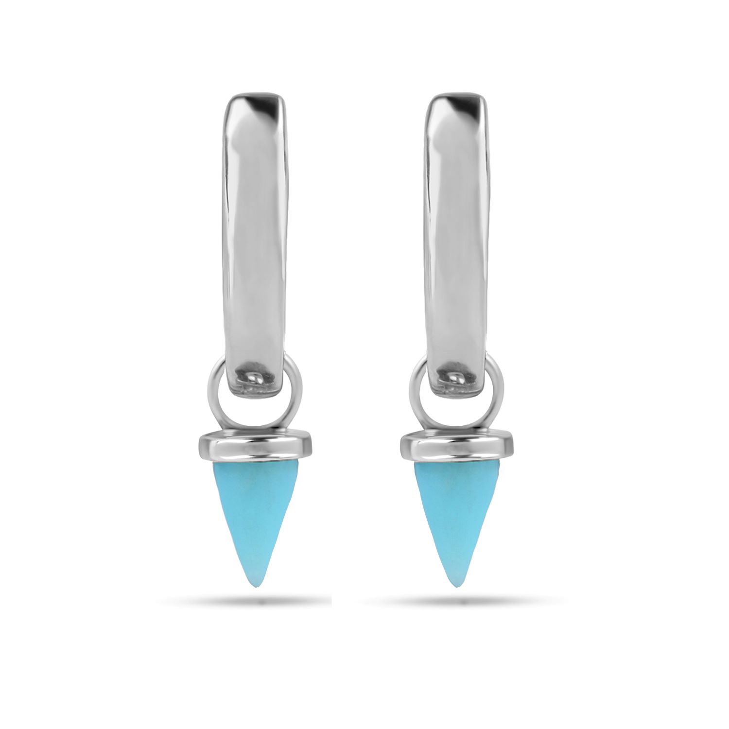 Women’s Blue / Silver Mini Turquoise Spike Hoop Earrings Sterling Silver Zohreh V. Jewellery