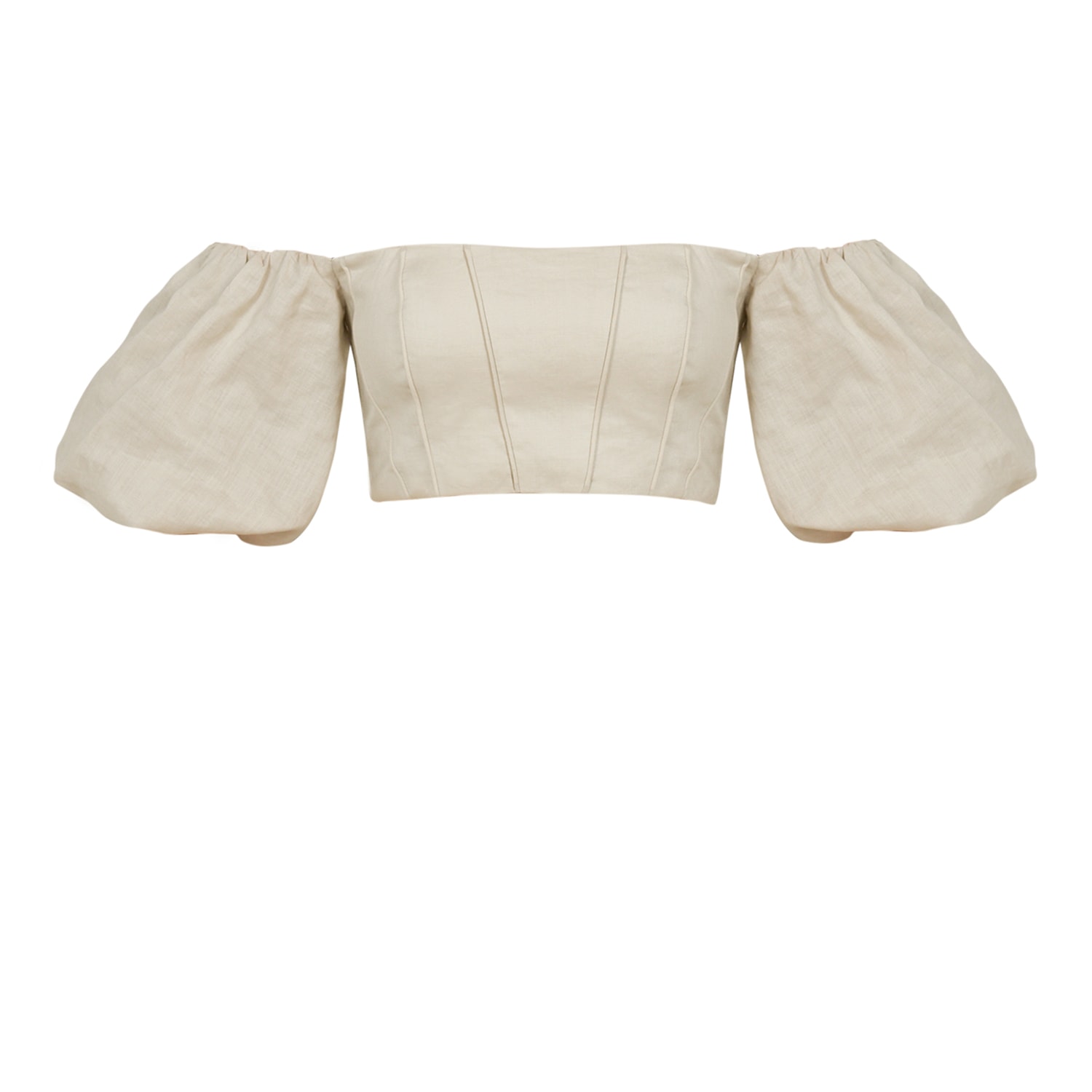 Women’s Neutrals Balloon Sleeve Crop Top - Stone Small Avenue 8