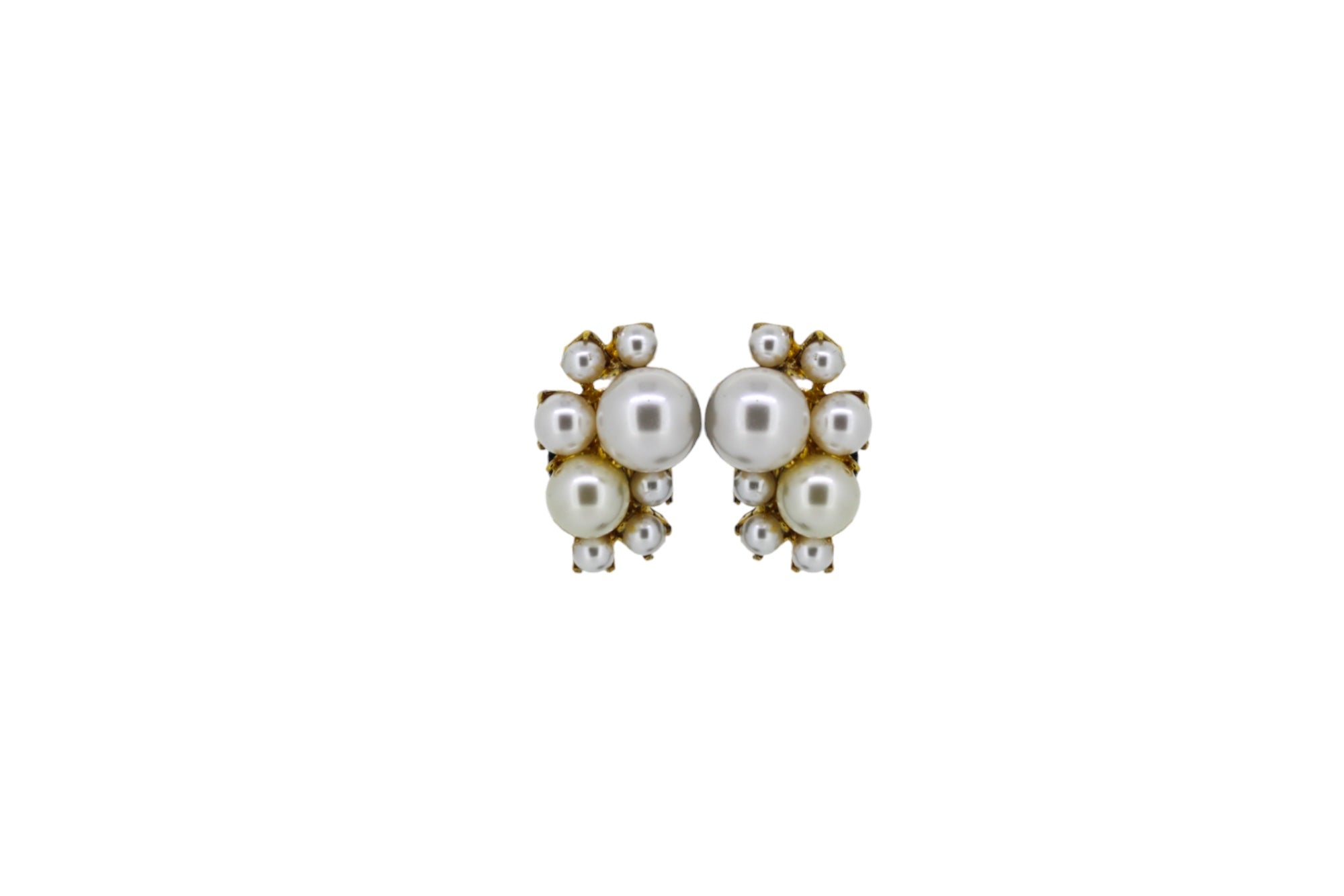 Vickisarge Women's Neutrals / Gold / White The Pearl Cluster Earrings