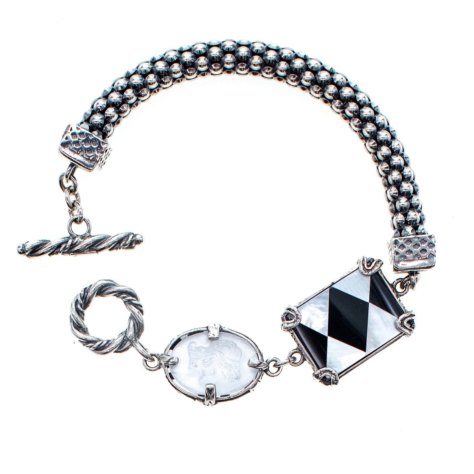 Gem Kingdom Women's Black / White Black And White Harlequin Bracelet In Black/white