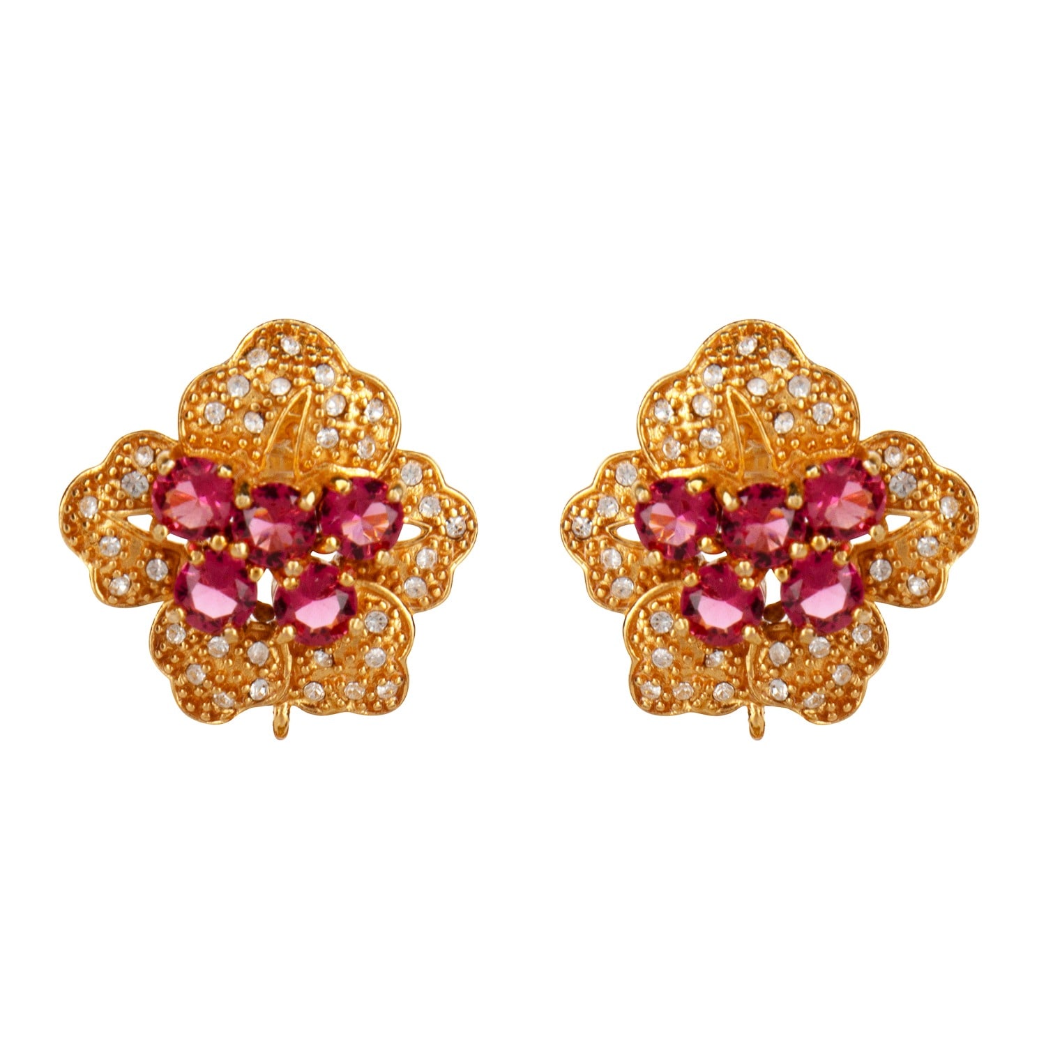Bounkit Women's Pink / Gold Oslo Studs Clip On In Multi