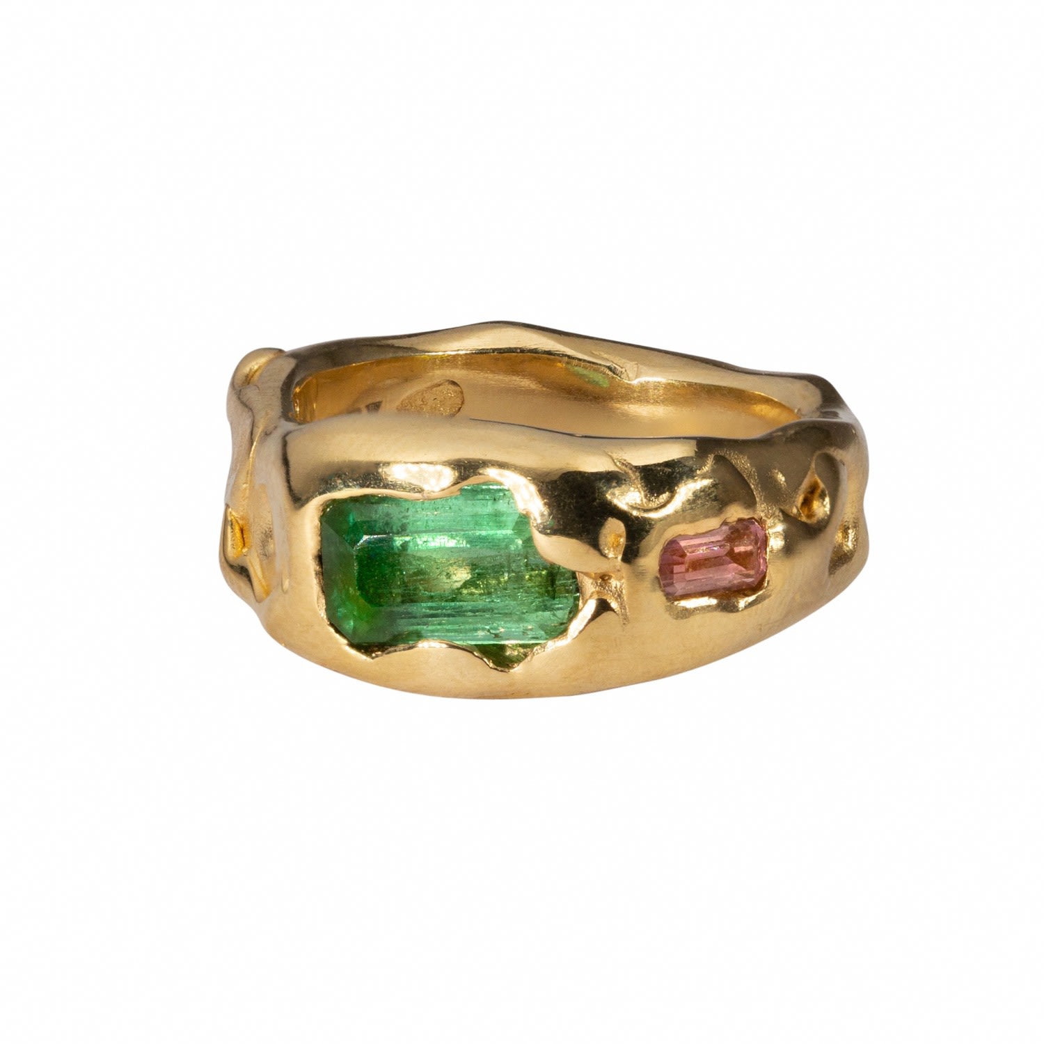 Women’s Gold / Green / Pink Organic Tourmaline Ring In Gold Vermeil Sade Blake