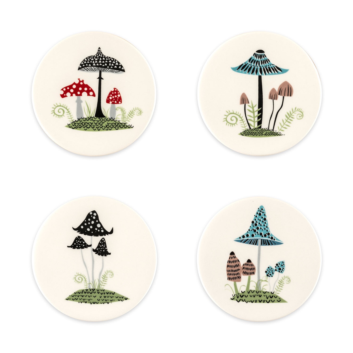 Hannah Turner Toadstool Coasters - Multicolour In Multi