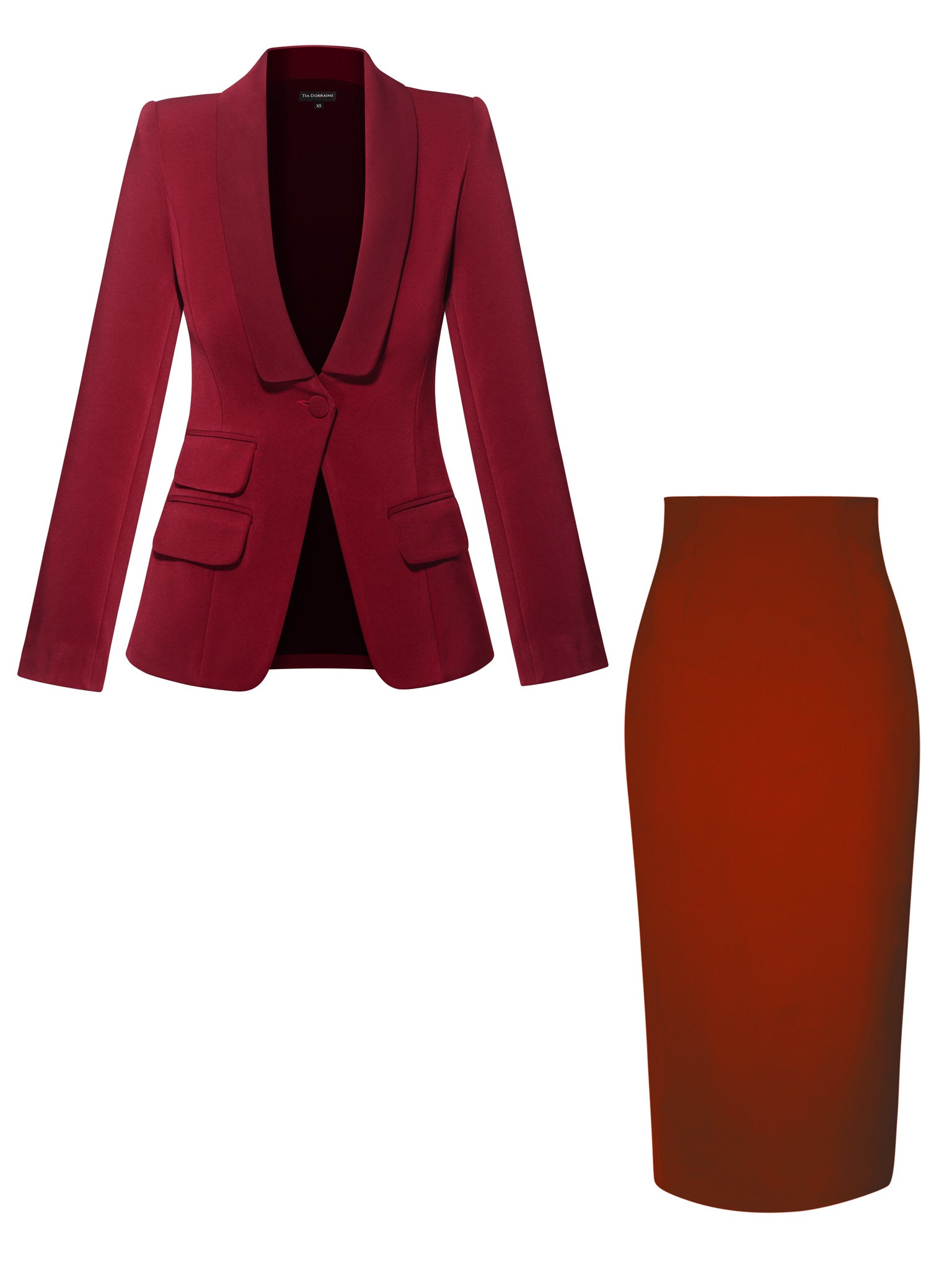 Vision Tailored Blazer & Skirt Suit, Burgundy | Xxs | Tia Dorraine