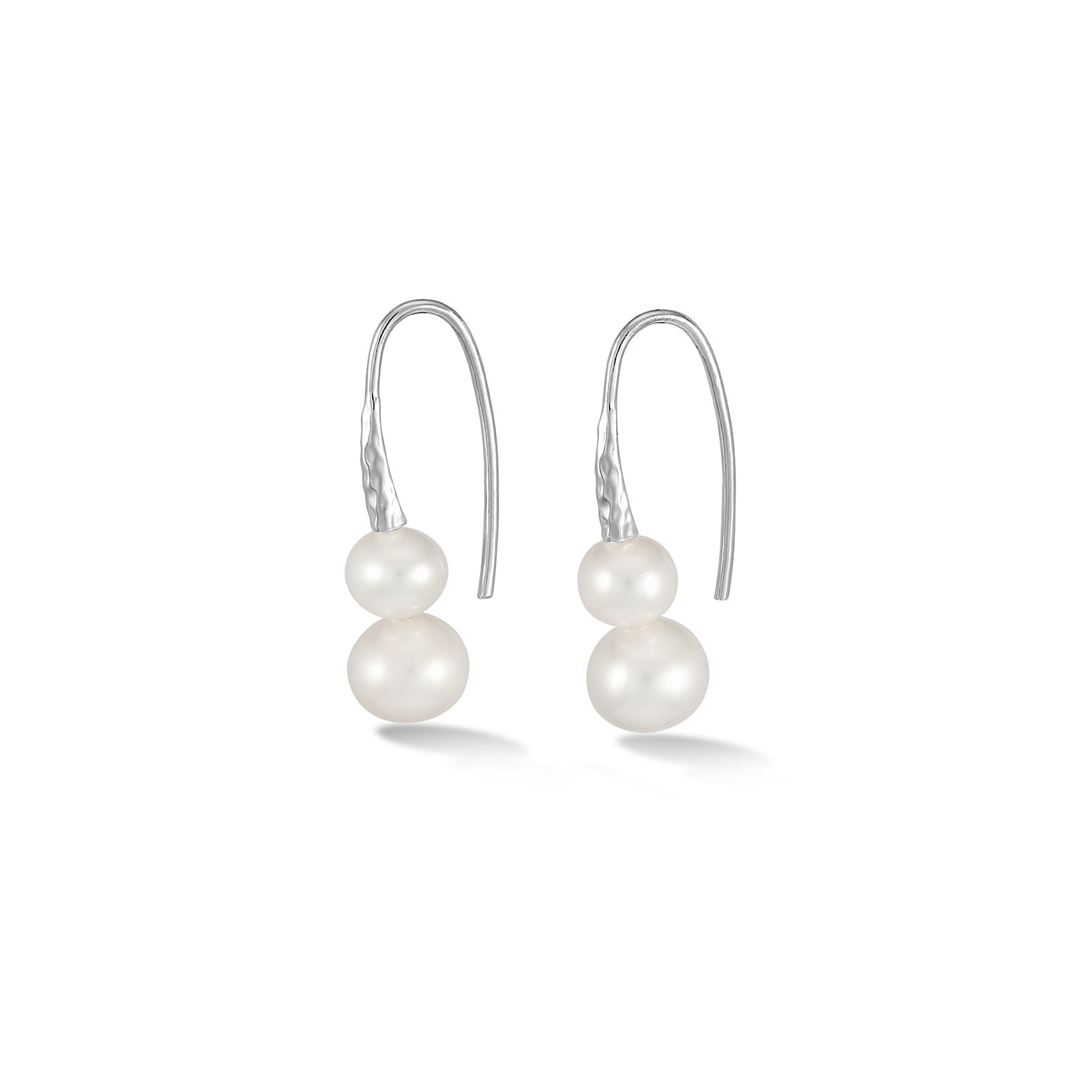 Dower & Hall Women's White Freshwater Pearl Duo Earrings In Silver In Silver