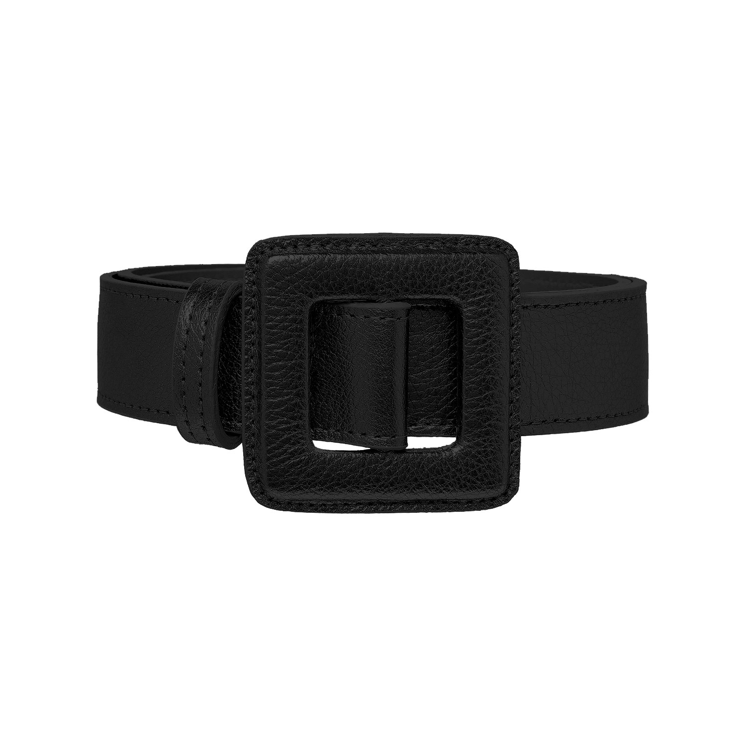 Beltbe Mini Square Floater Buckle Belt In Black