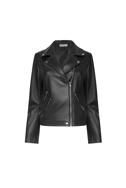 James Lakeland Women's Leather Biker Jacket Black