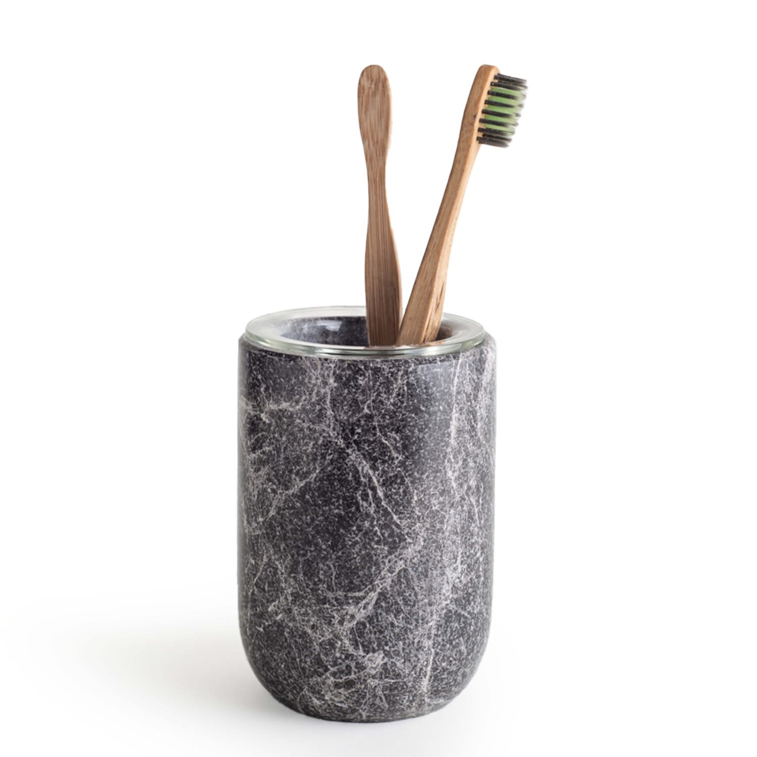 And Jacob Toothbrush Holder Less Is More - Black Marble In Gray