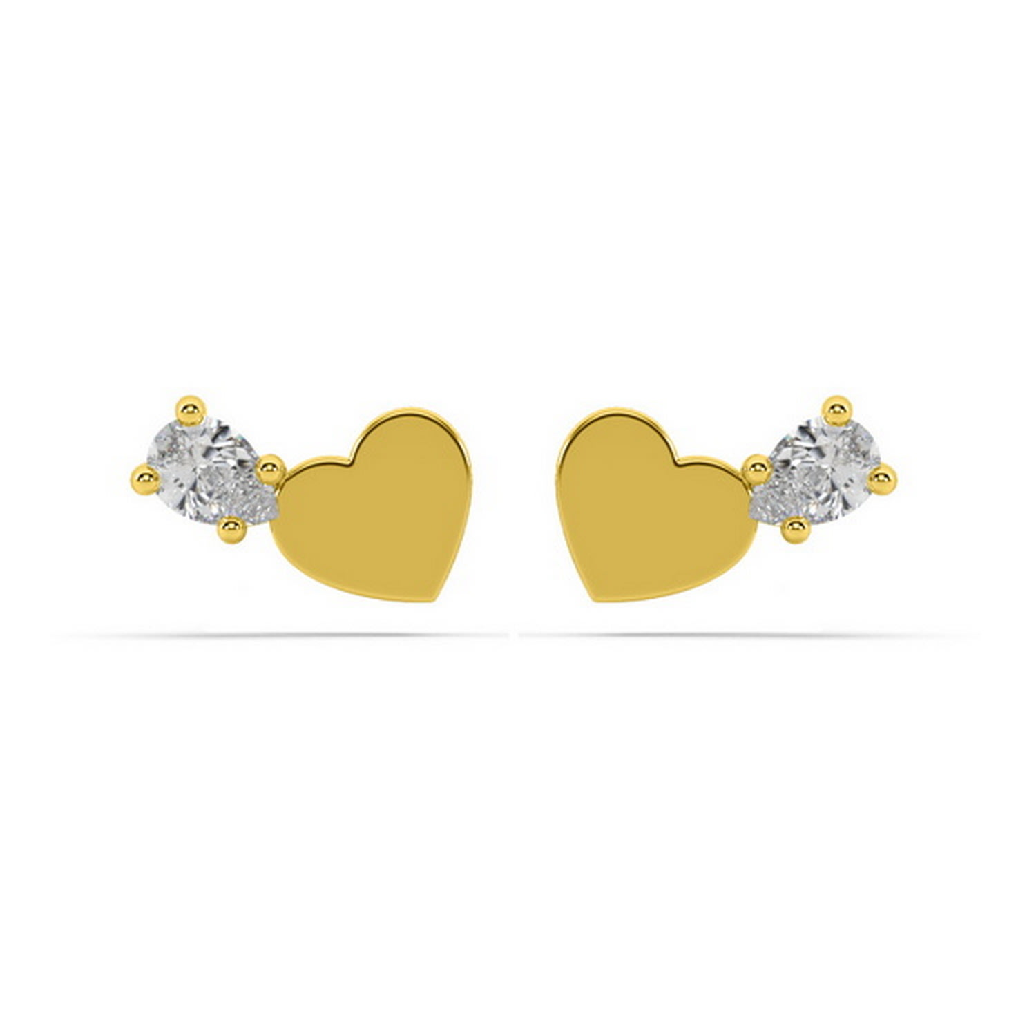 Women’s Diamond Heart Stud - Gold Oni Fine Jewelry