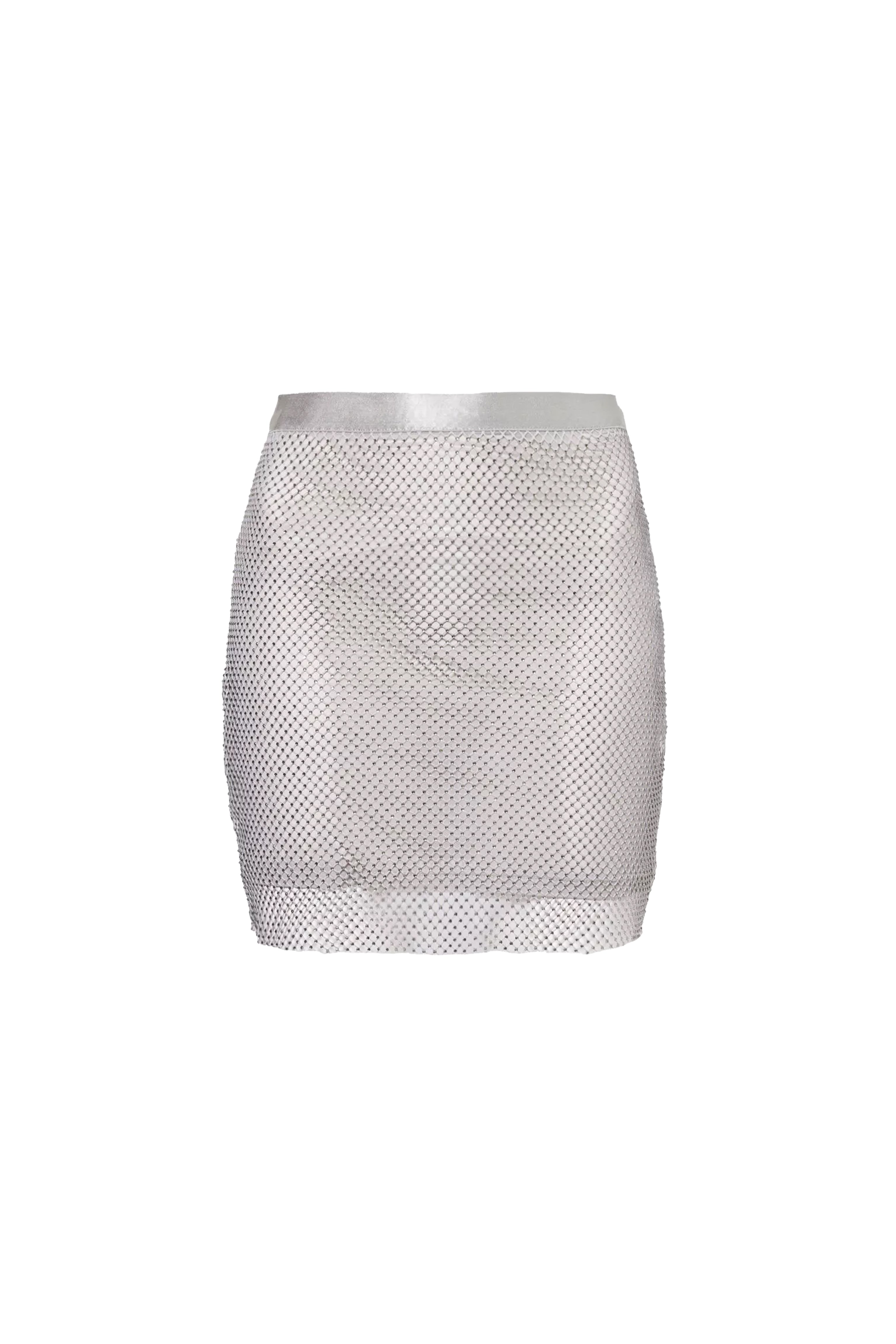 Amy Lynn Womens Grey Net Rhinestone-embellishment Woven Mini Skirt In Grey