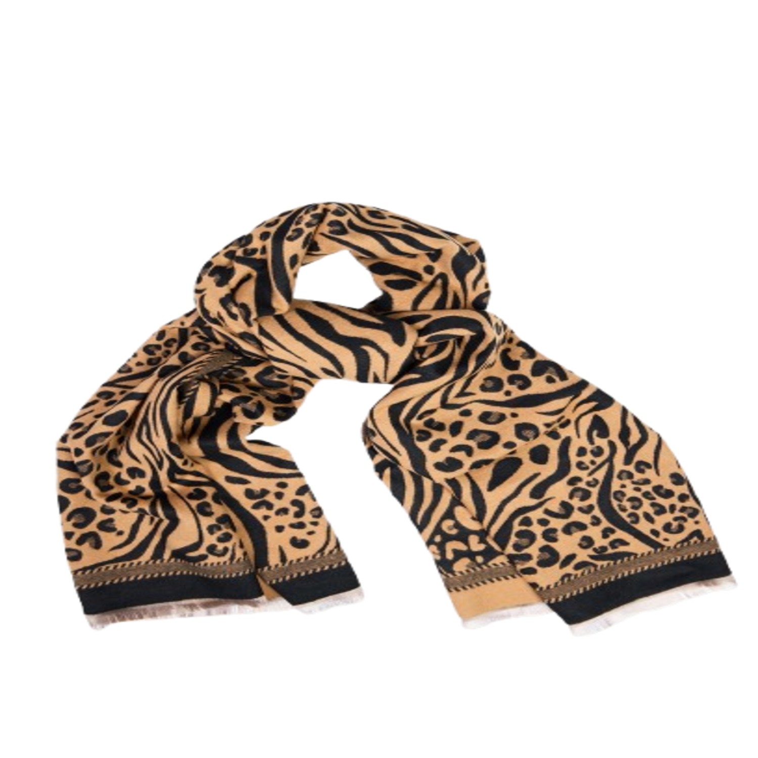 Saachi Mixed Animal Print Scarf In Neutral
