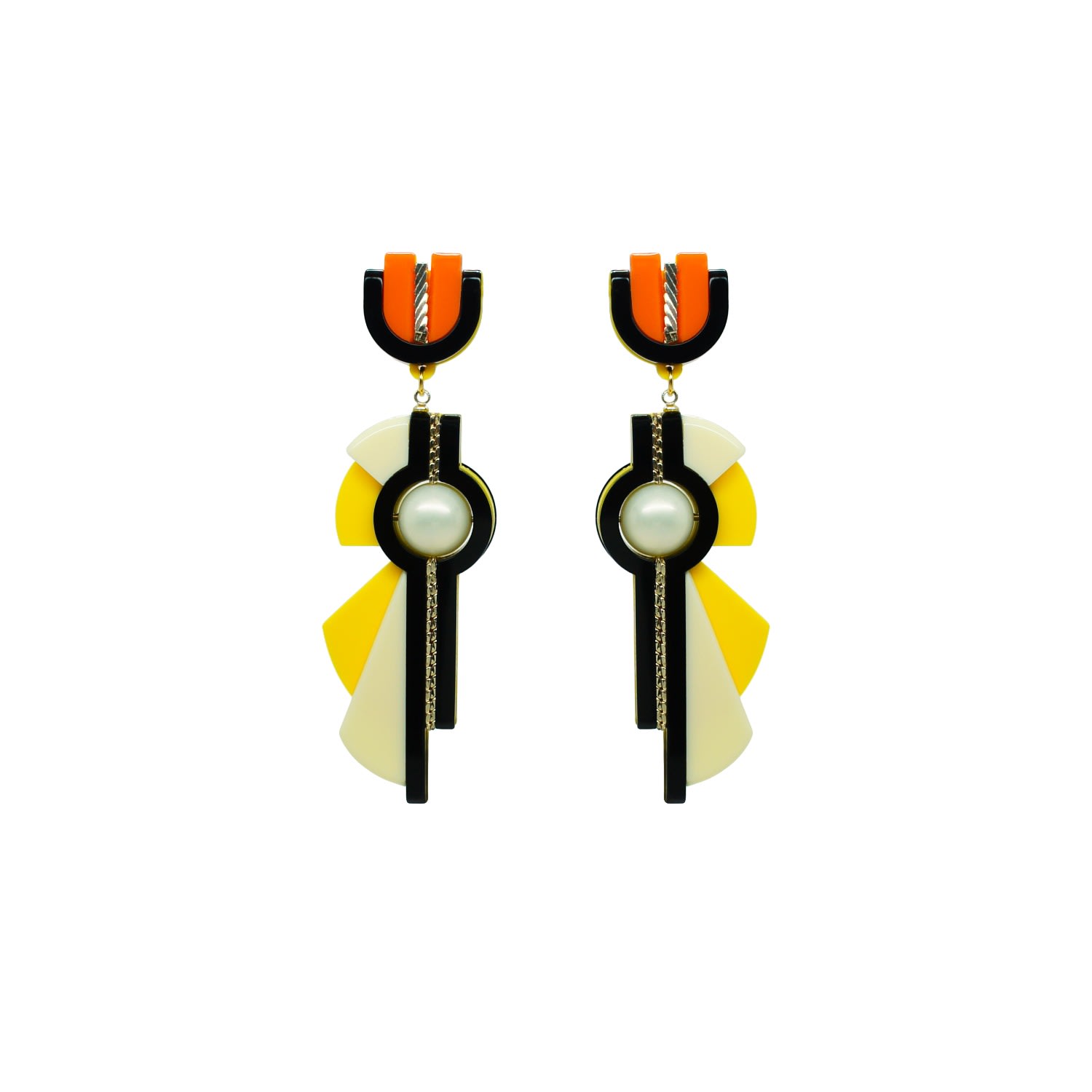 Gissa Bicalho Women's Yellow / Orange Handmade Acrylic Earring Allamanda - Yellow In Multi