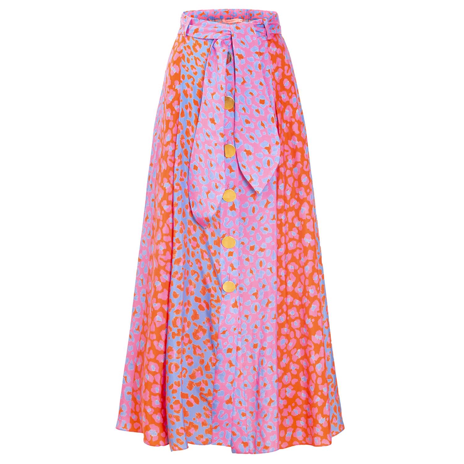 Abbazia Button Front Slit Skirt ‘Blossom Cheetah’ | Tomcsanyi | Wolf ...