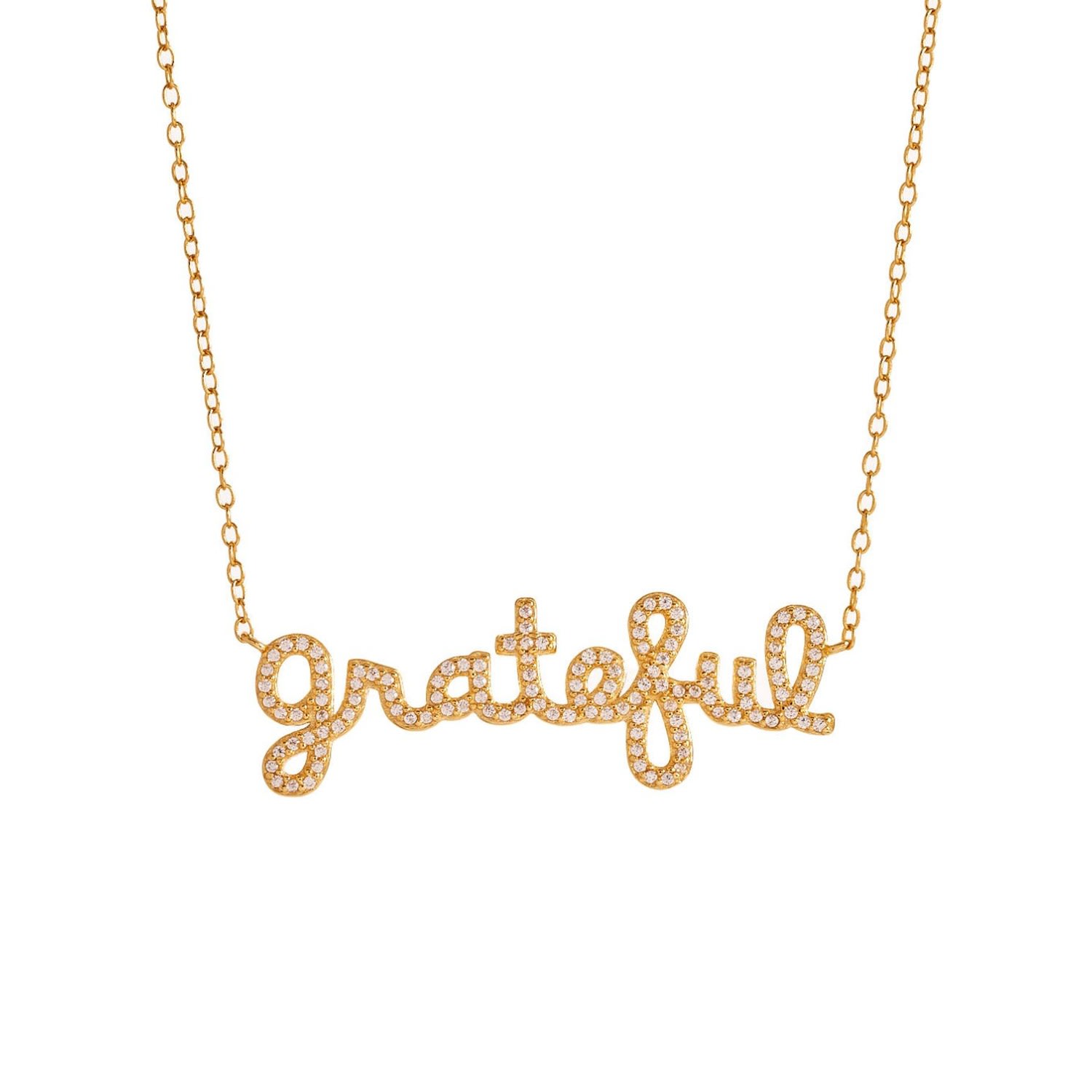 Onewildone Women's Gold Absolutely Everything Grateful Script Necklace In Gold