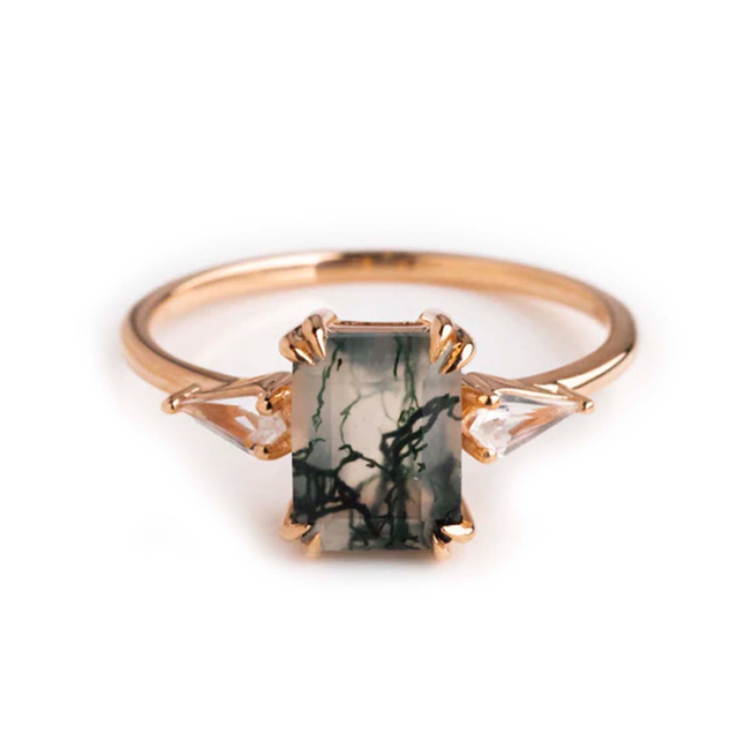 Women’s Rose Gold Moss Agate & Topaz Annabelle Ring La Kaiser