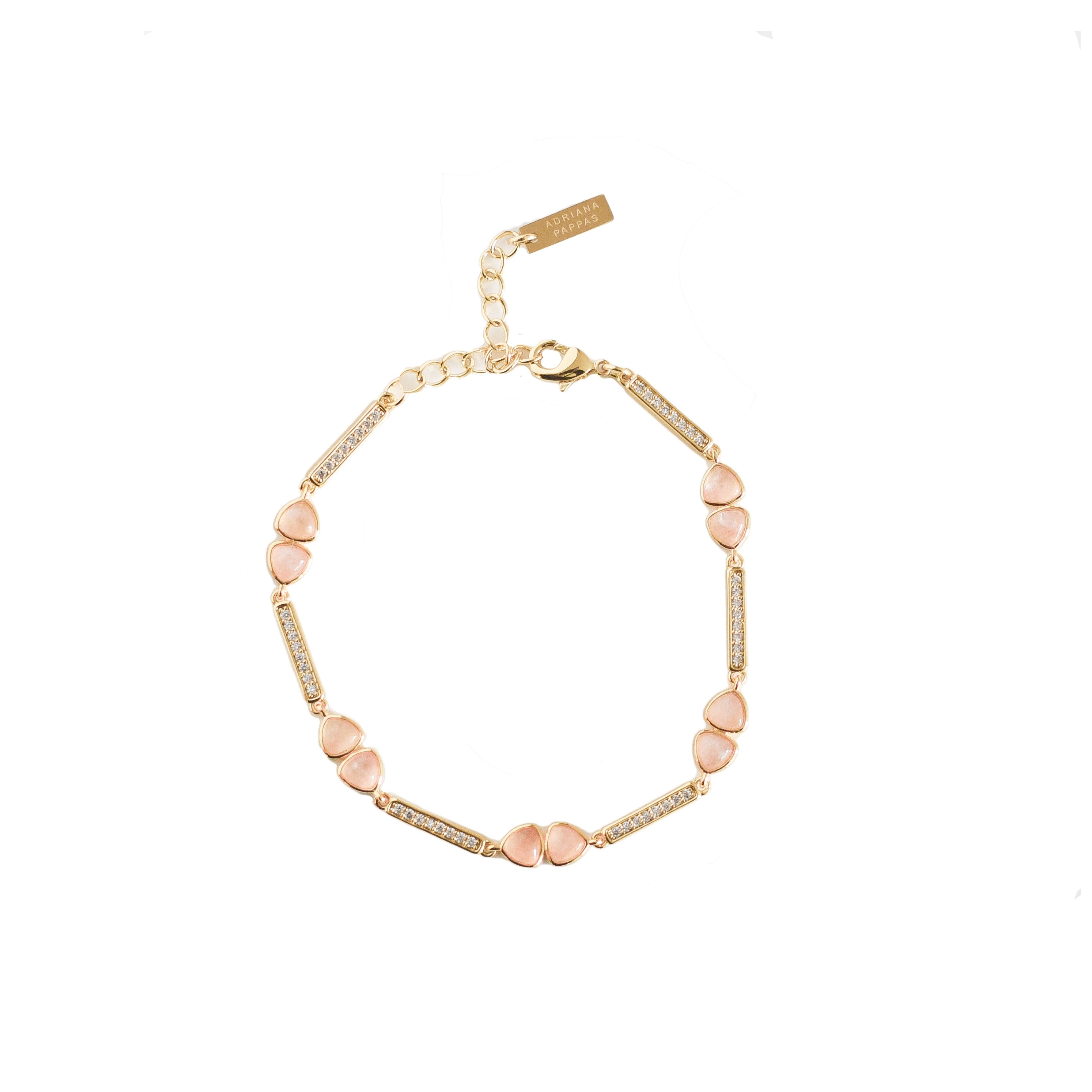 Adriana Pappas Designs Women's Gold / Pink Gemstone Links Bracelet - Rose Quartz In Multi