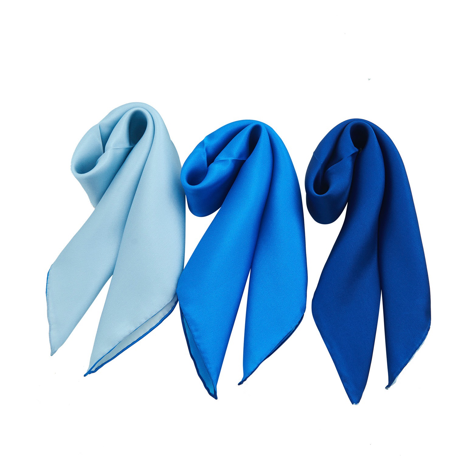 Soft Strokes Silk Women's Blue Pure Silk Scarf Glacier Solid Colour Collection Set Of Three Small In Blue