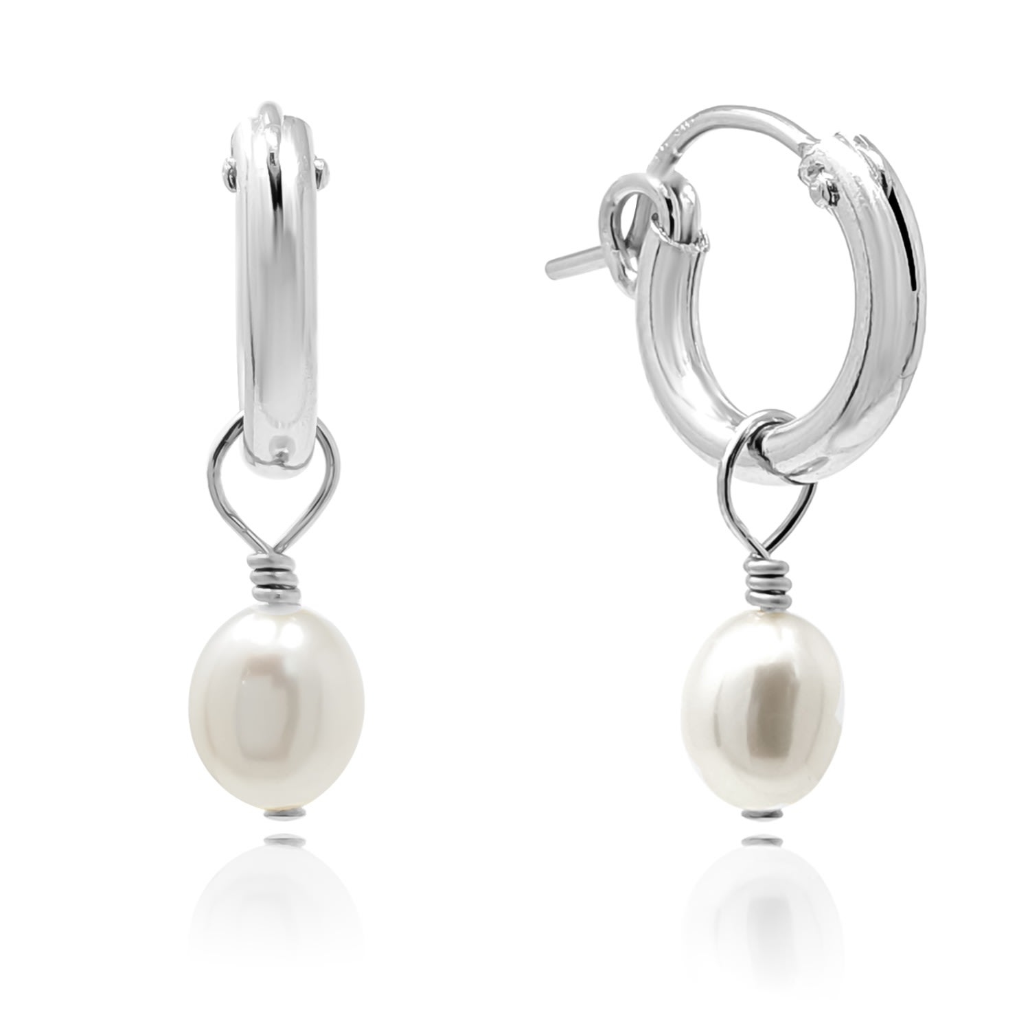 Women’s Small Baroque Pearl Sterling Silver Huggie Hoop Earrings Kiri & Belle