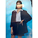Nazli Ceren Women's Boxy Navy Blue Oversized Jacket In Oversized