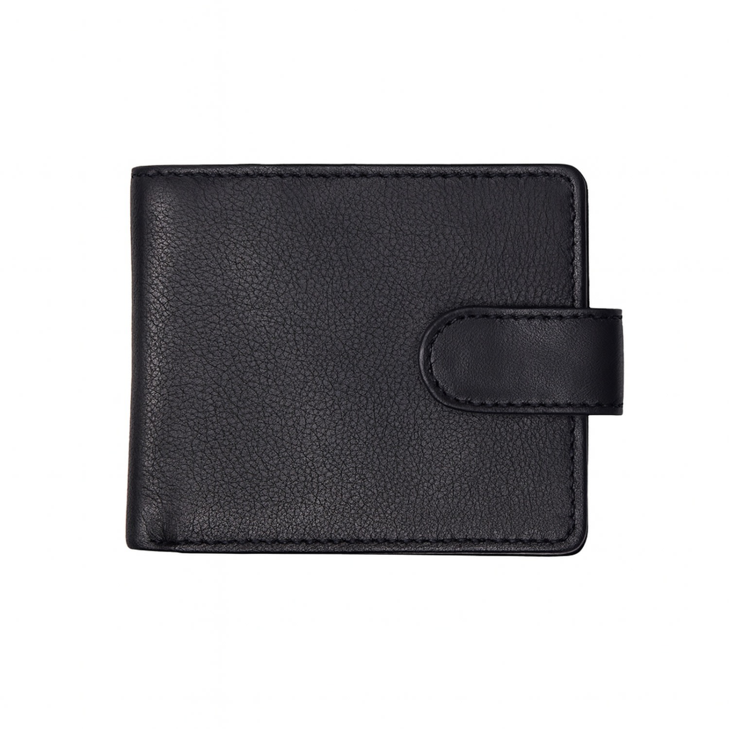 Vida Vida Men's Luxury Leather Zip Section Coin Wallet - Black