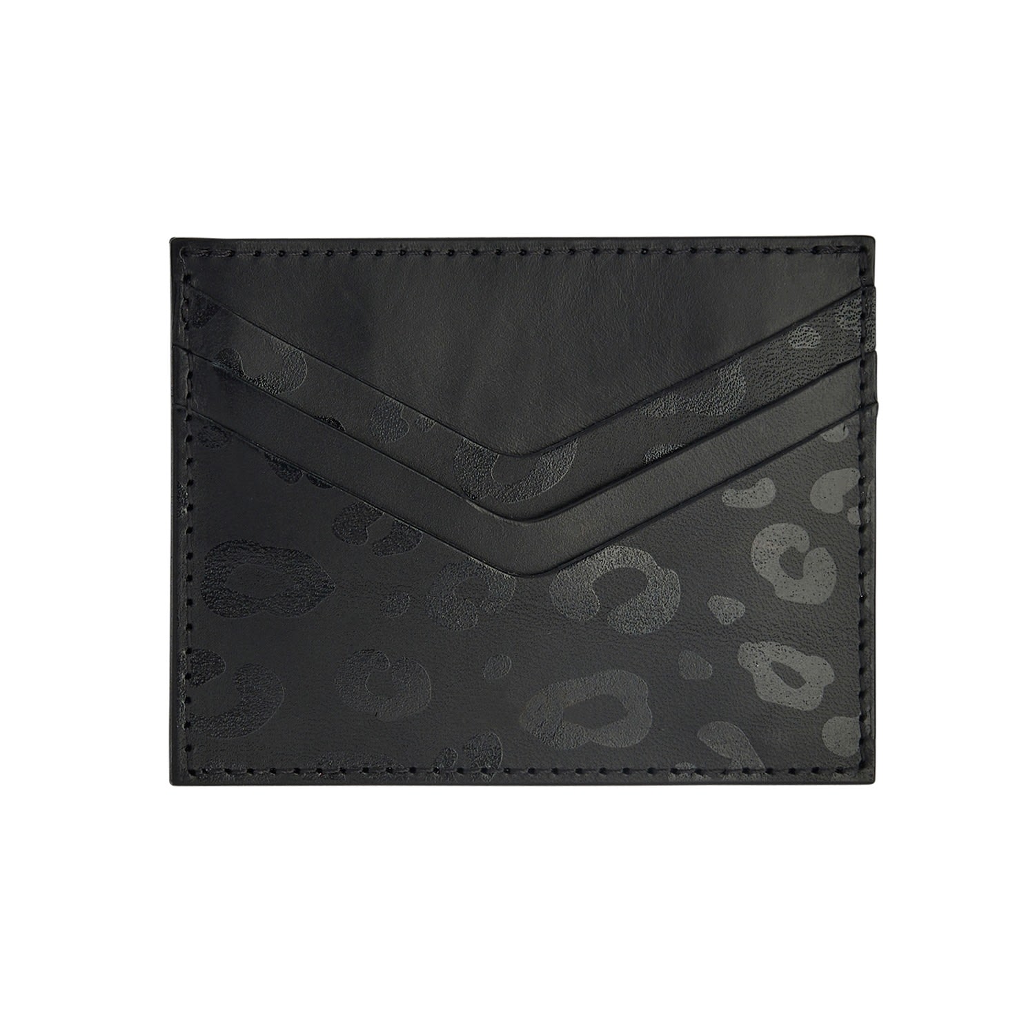 Women’s Black Leopard Print Leather Card Holder Sbri