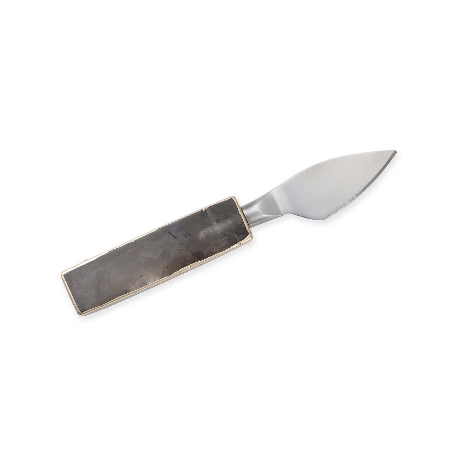 Greatfool Black Tourmaline Hard Cheese Knife - Silver In Multi
