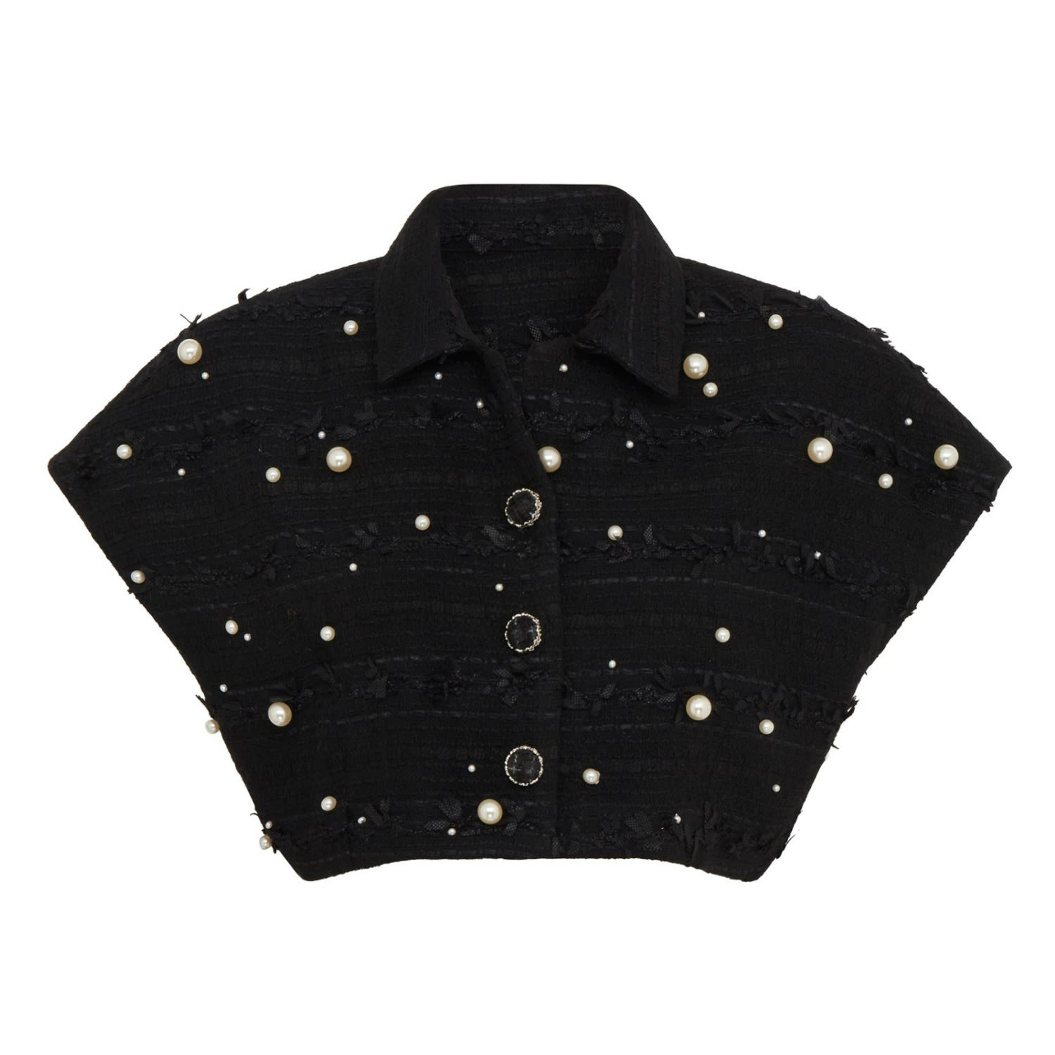 Sour Figs Women's Faux Pearl-embellished Cropped Vest In Black In Black