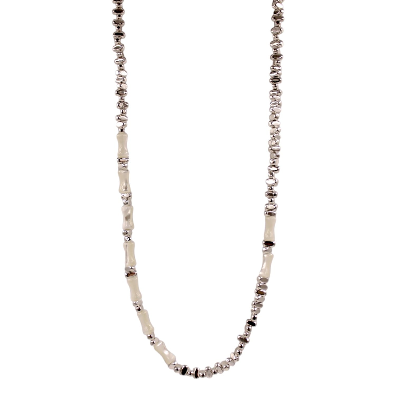 1610istanbul Women's Grey Bridal Mother Of Pearl Chain Necklace
