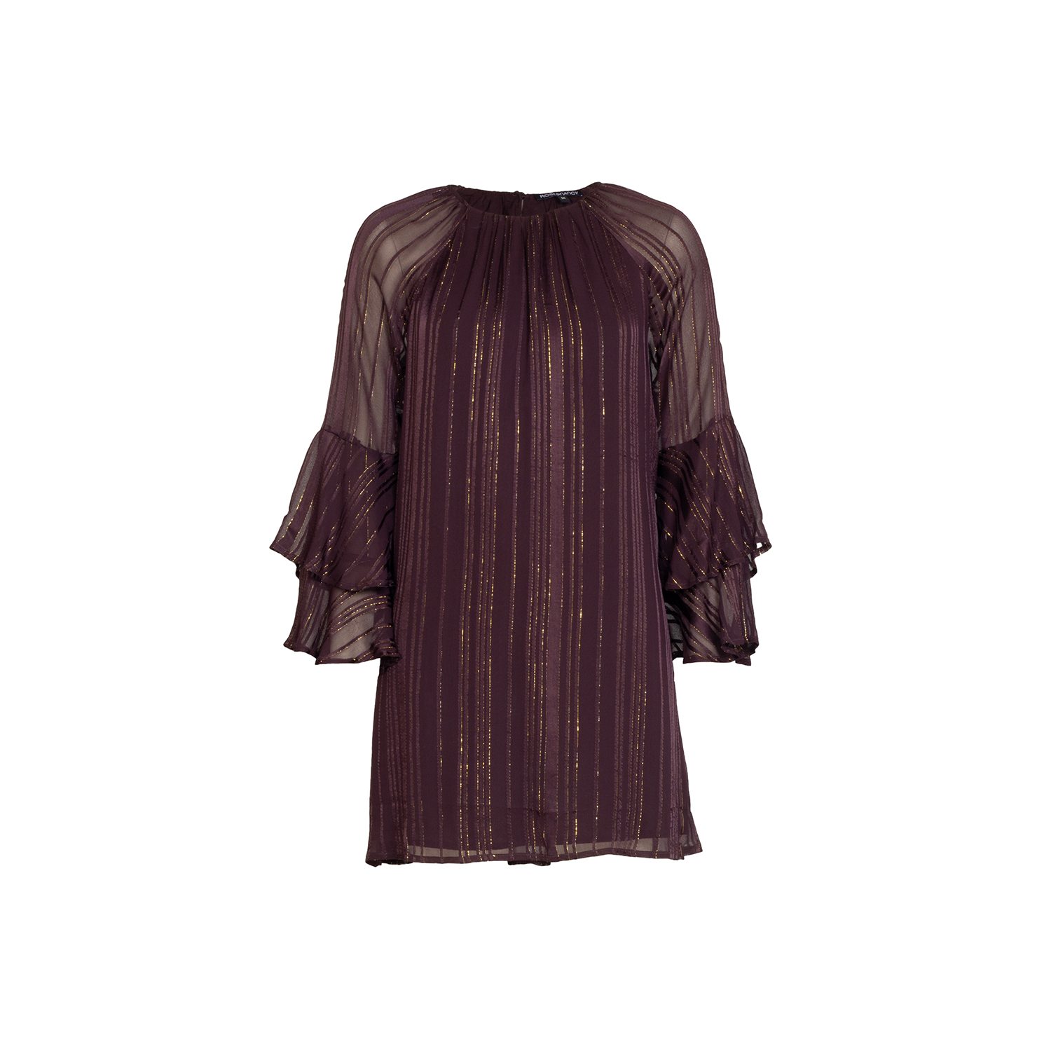 Rose & Nancy Women's Brown / Red Kaia Flute Sleeve Mini Dress In Brown/red