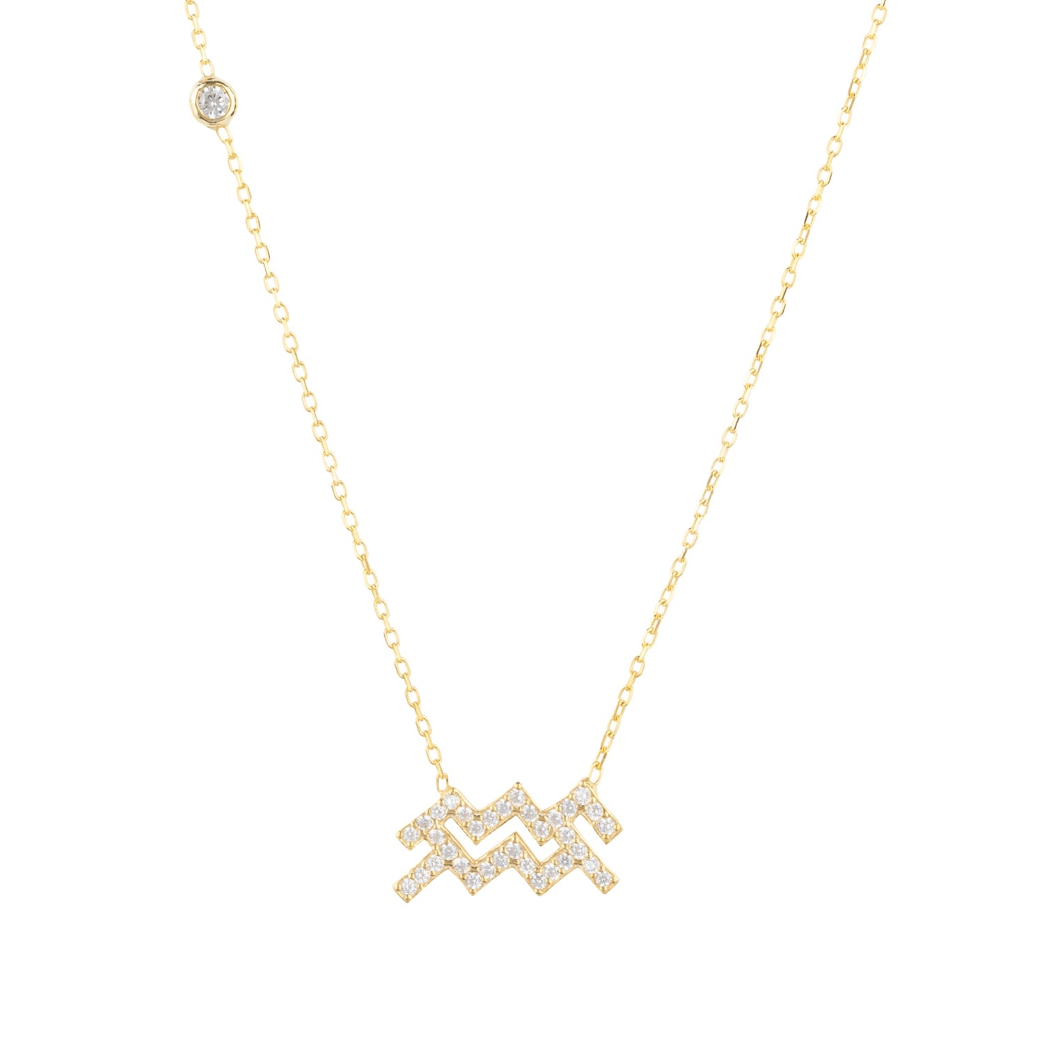 Women’s Gold / White Zodiac Star Sign Pendant Necklace Gold Aquarius Latelita