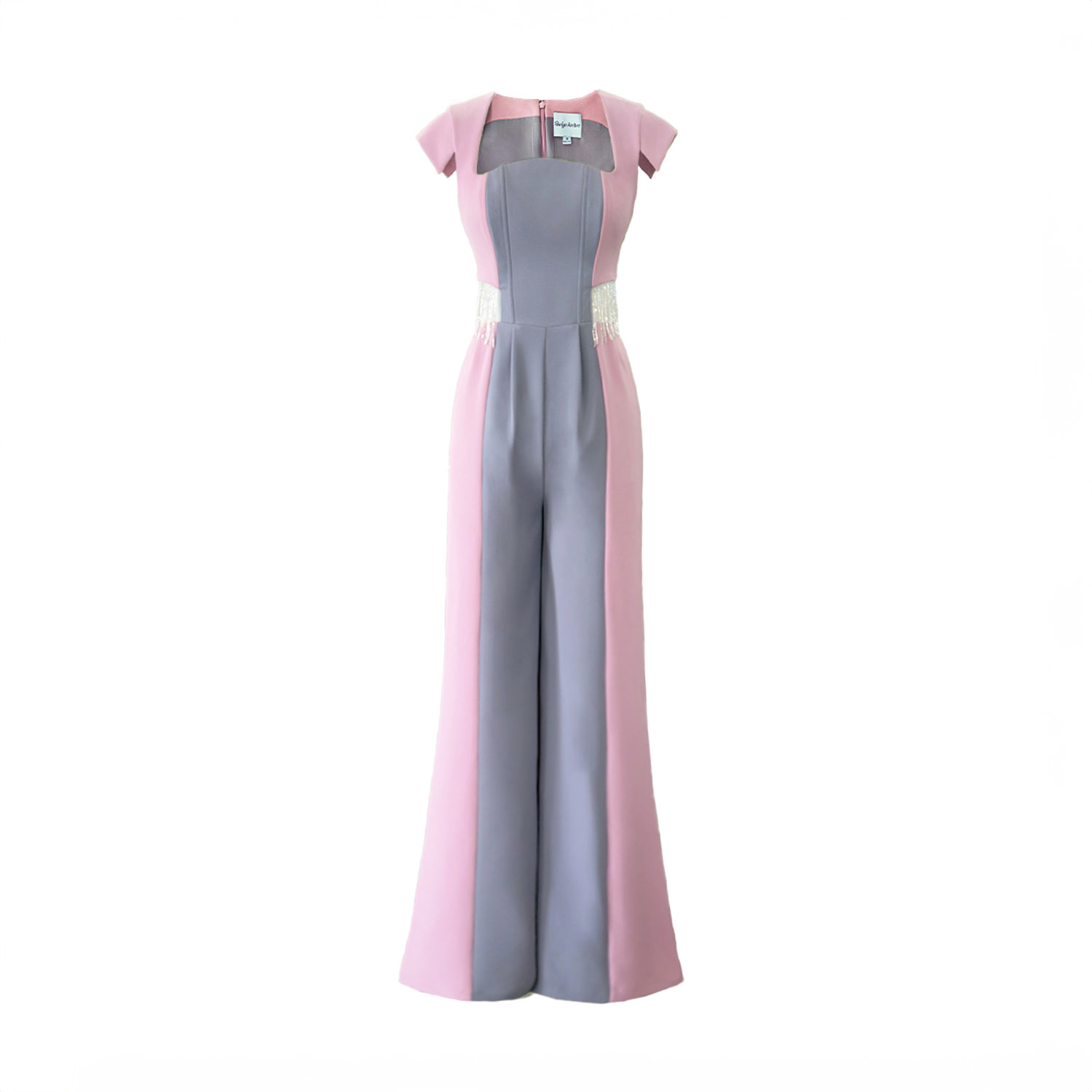 Solgo Atelier Women's Grey / Pink / Purple Eva Crepe Jumpsuit In Grey/pink/purple