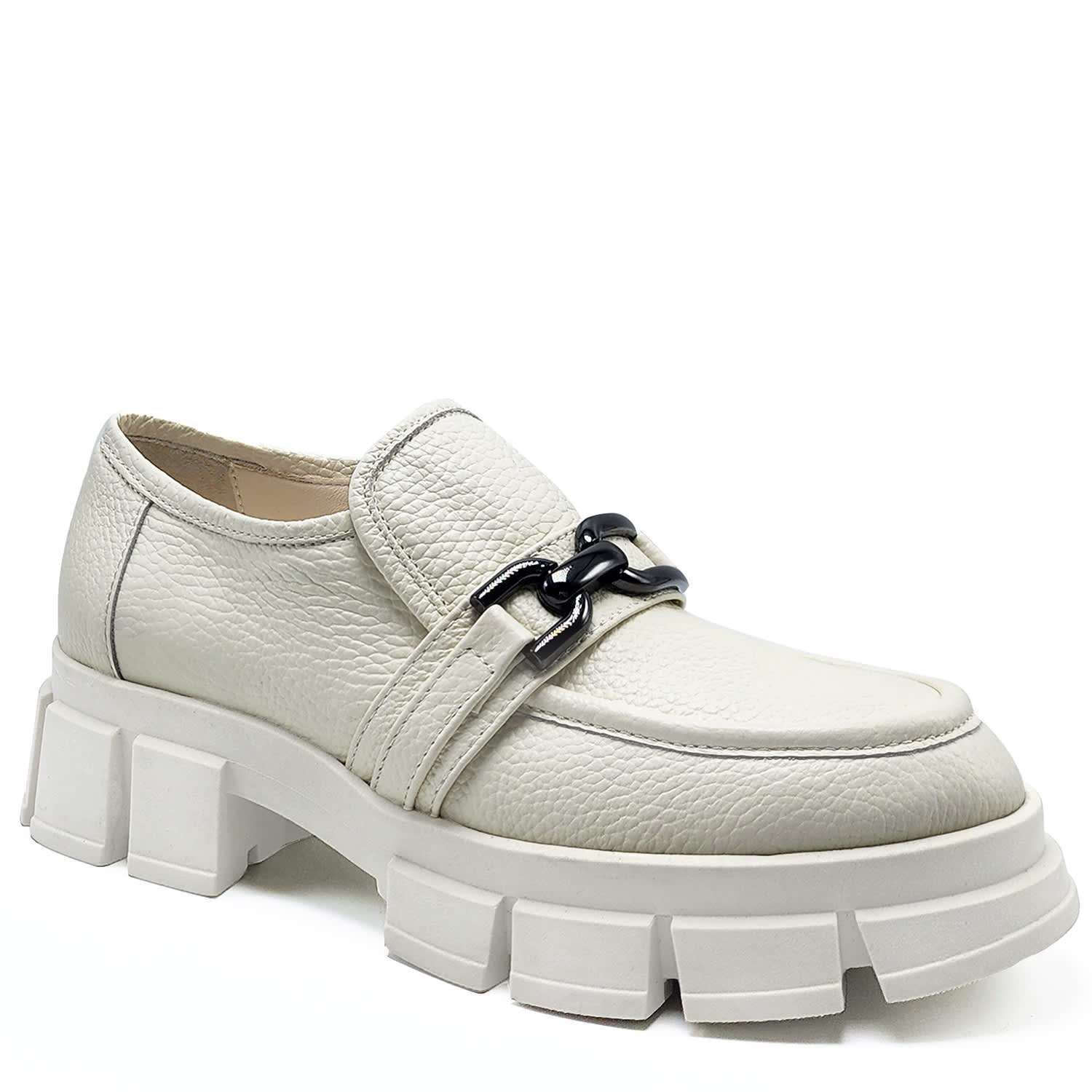 Beautiisoles By Robyn Shreiber Made In Italy Women's Neutrals / White Raquel Off-white Leather Comfortable Work Evening Lugsole Combat Shootie In White