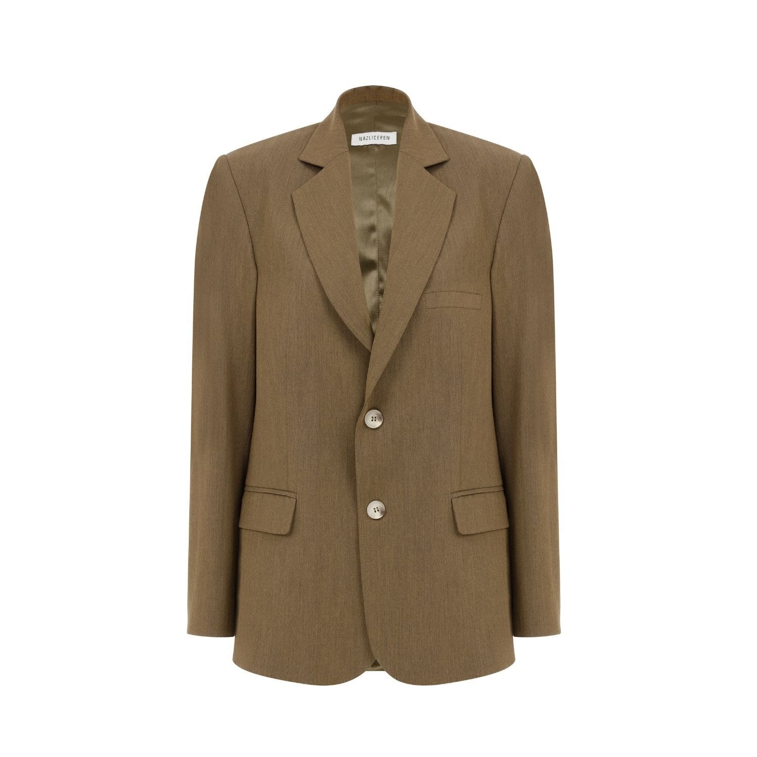 Nazli Ceren Women's Green Boxy Blazer In Khaki In Brown