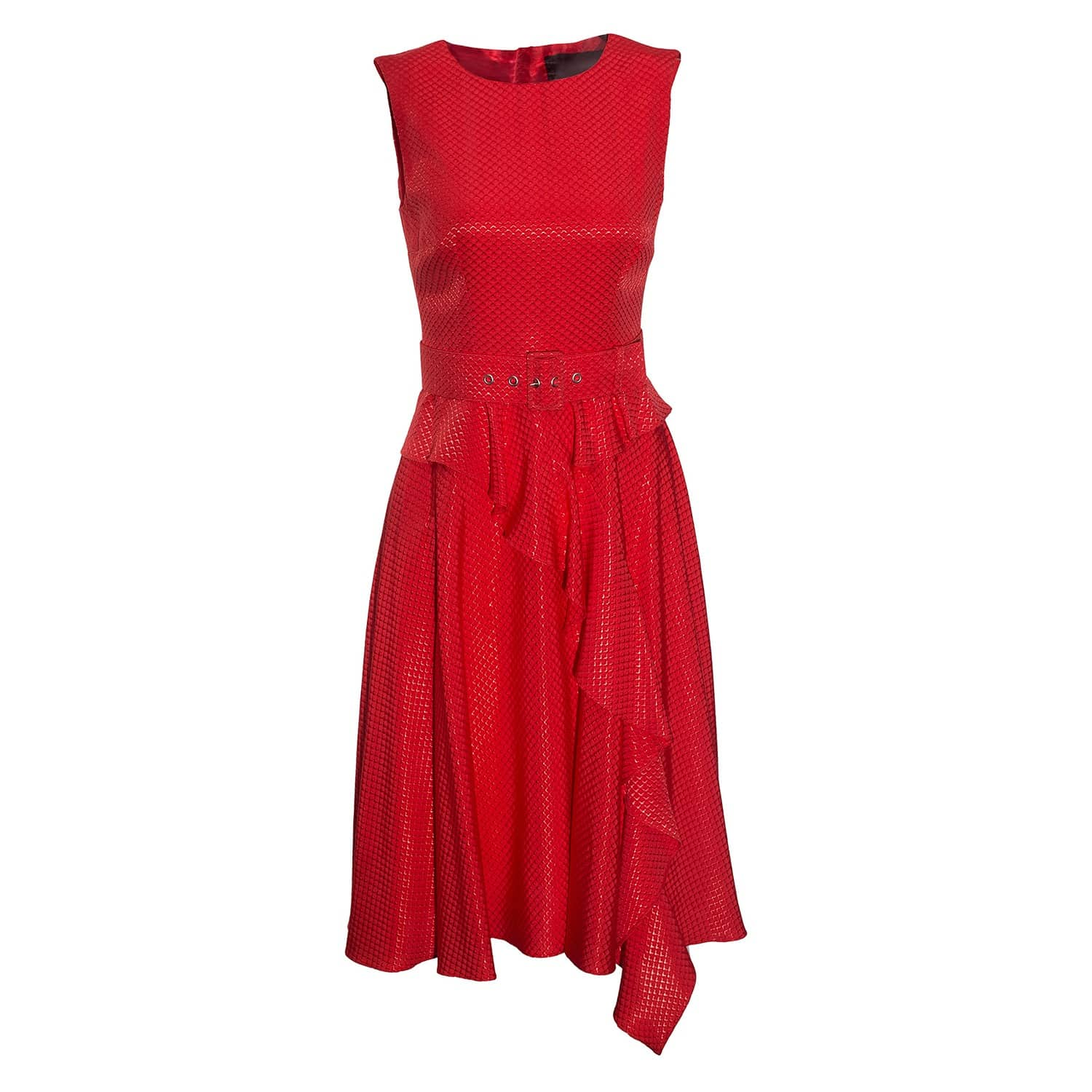 Clos Dress With Ruffles & Waist Belt (XXS) | Nissa | Wolf & Badger