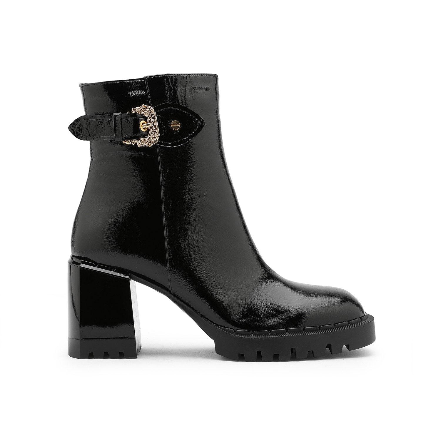 Ilvi Alcinia Black Wrinkled Patent Leather Women's Boot In Black