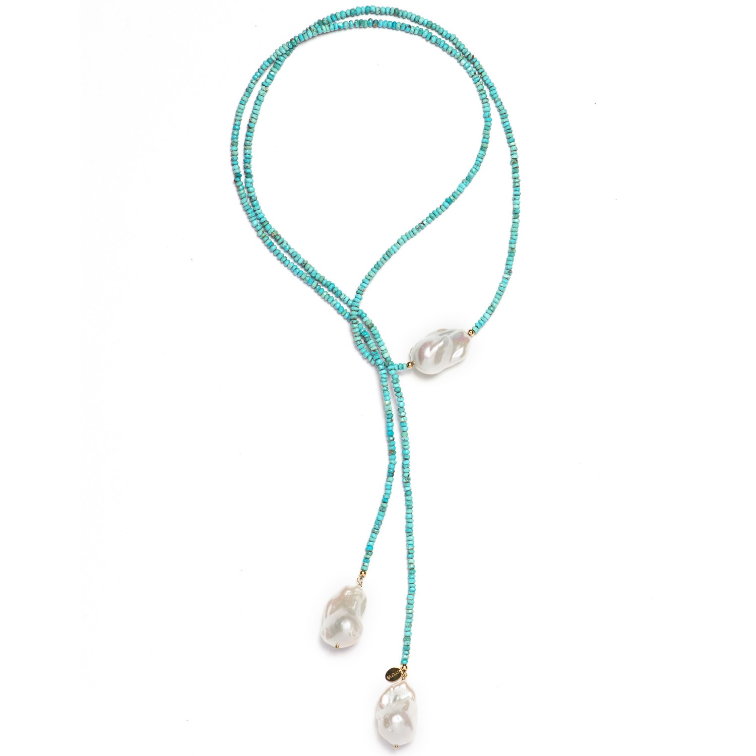 Monái Women's Blue Long Baroque Pearl Arizona Turquoise Necklace