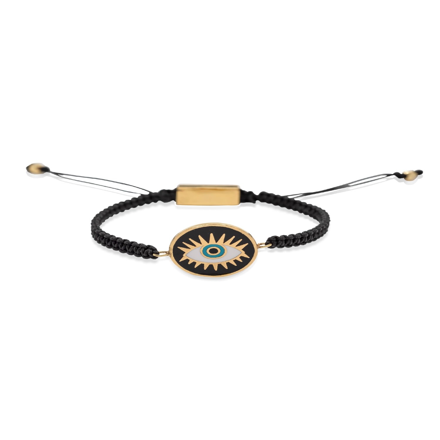 Atelier Petites Pierres Women's Black / Gold Watch Me - Evil Eye Bracelet In Black