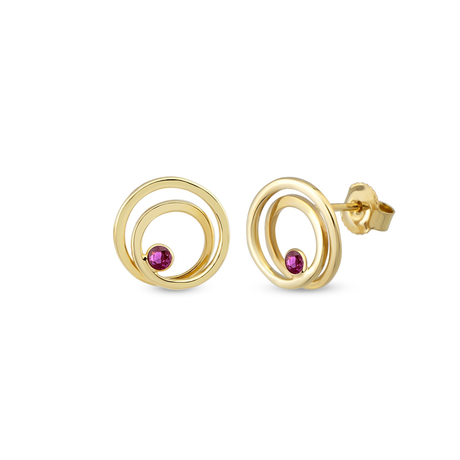 Women’s Ruby Circle Gold Earrings Orena Jewelry