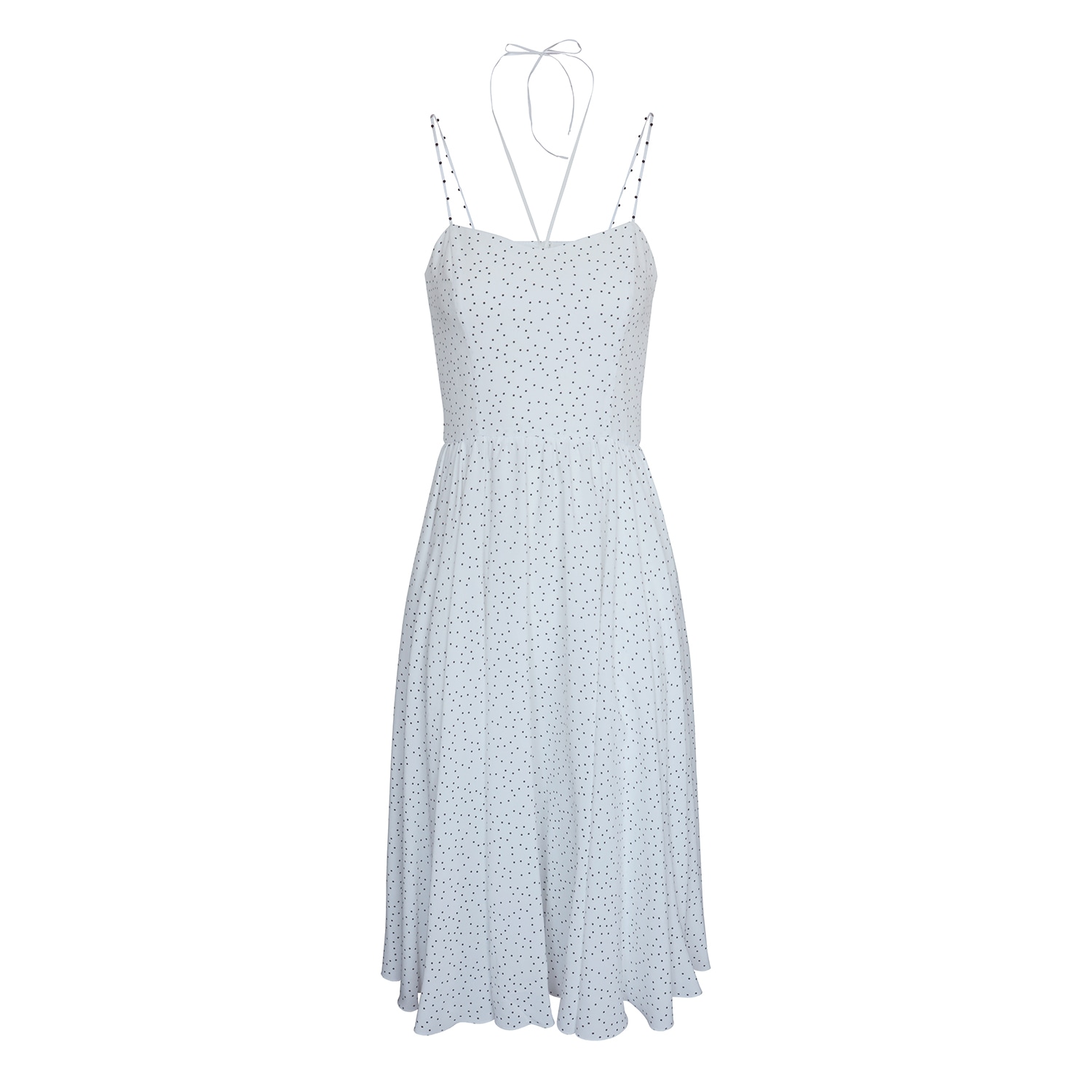 2kstyle Women's White / Black Bellina Polka-dot Spaghetti-straps Midi Dress - White And Black In Multi
