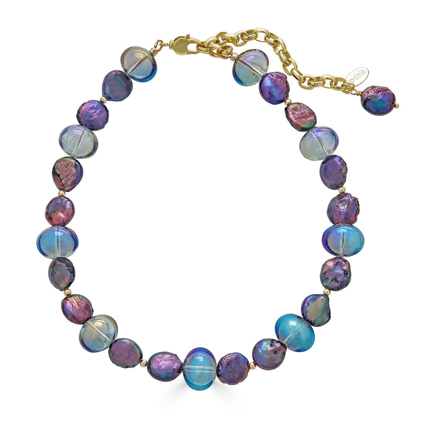 Women’s Pink / Purple Pia Aqua Glass And Peacock Pearl Necklace Rodela