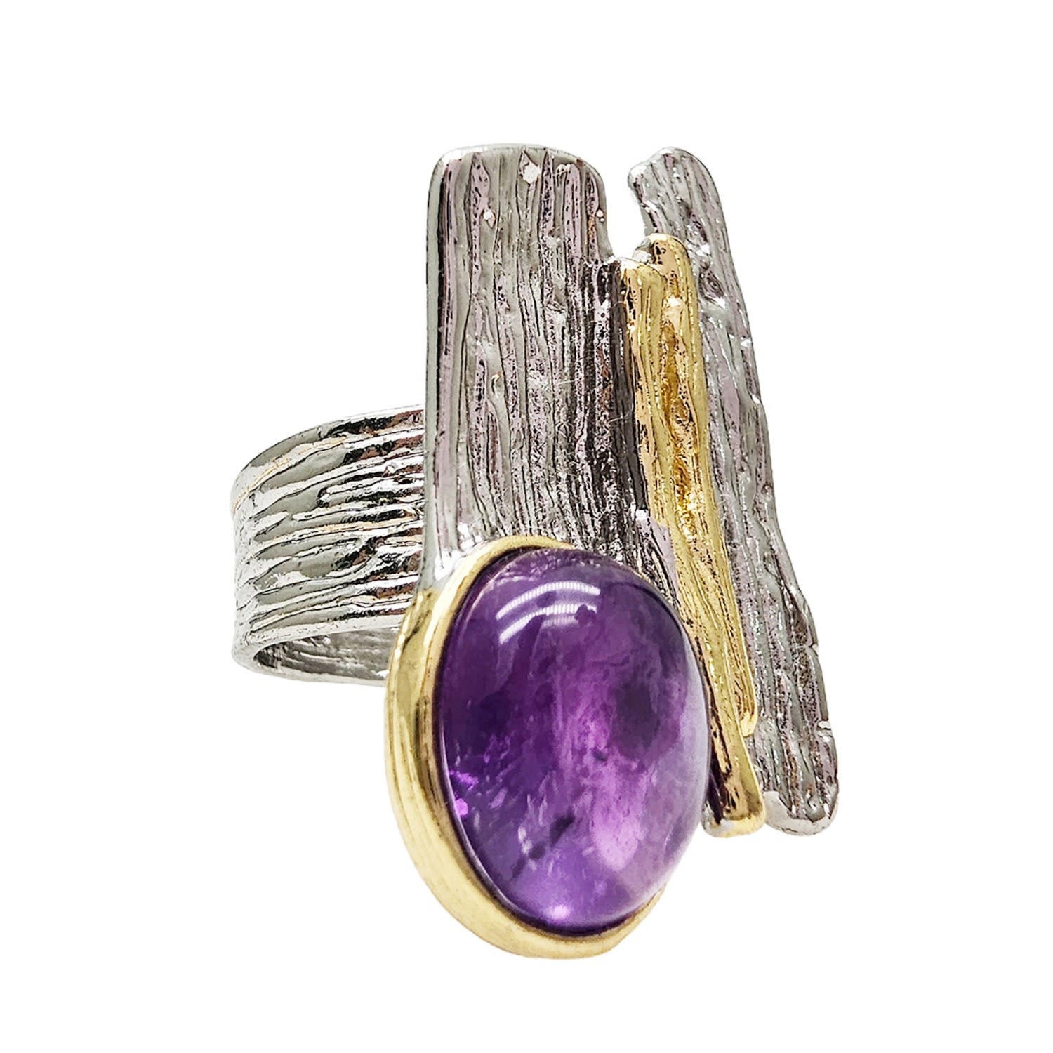 Farra Women's Pink / Purple Amethyst Stone Statement Ring