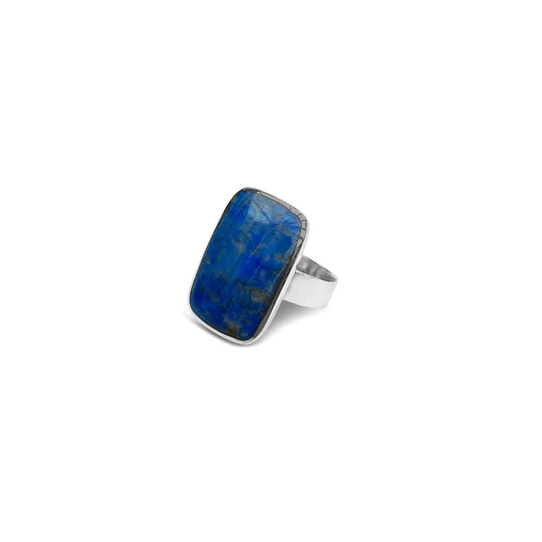 Women’s Blue / Silver La Stèle Lapis Rectangle Ring Fv Jewellery